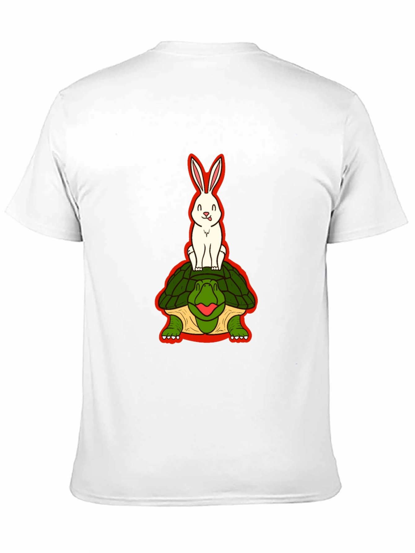 Funny Rabbit Riding Turtle Black T-Shirt