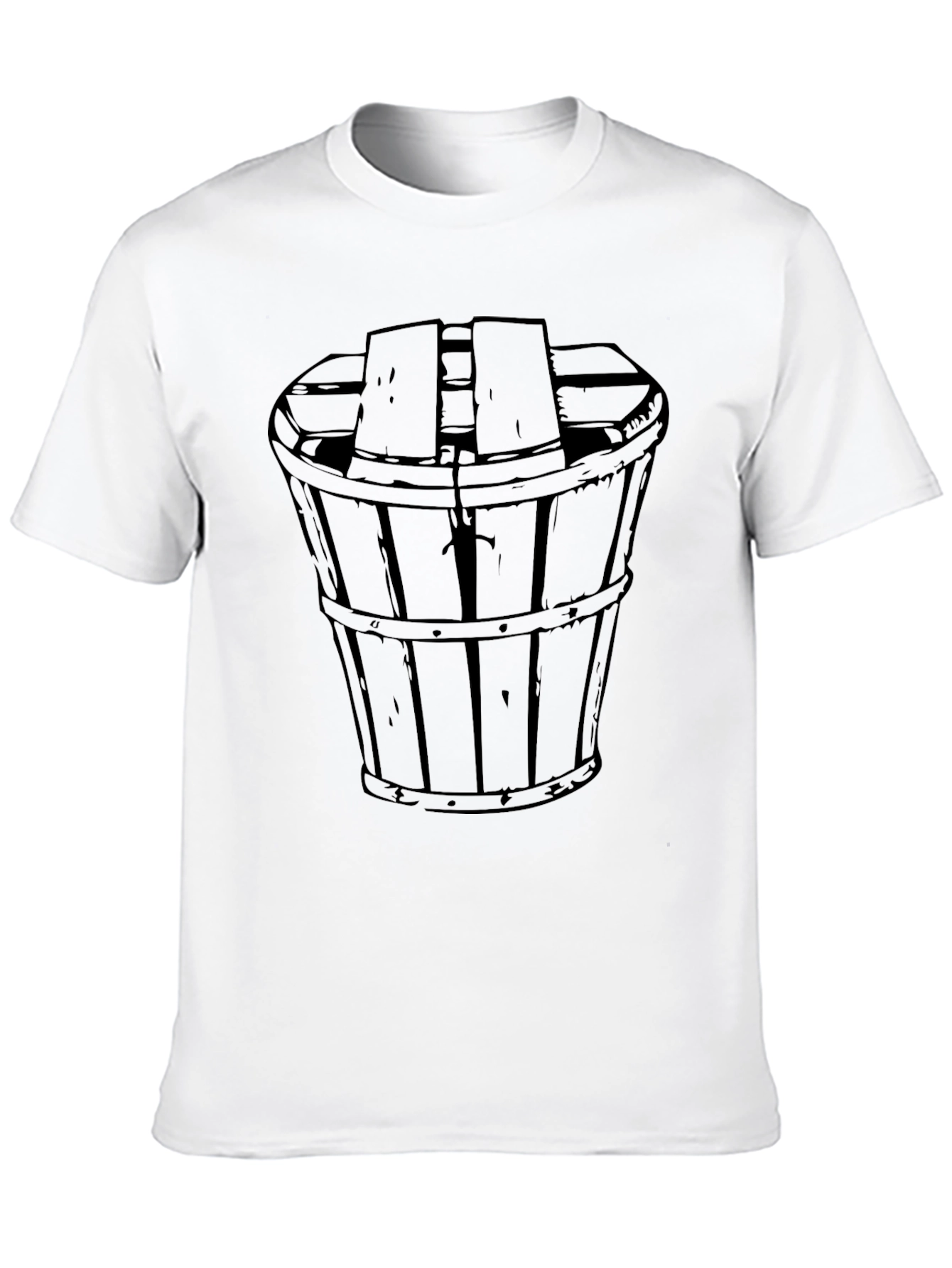 Mens Black T-Shirt with Barrel Graphic Print