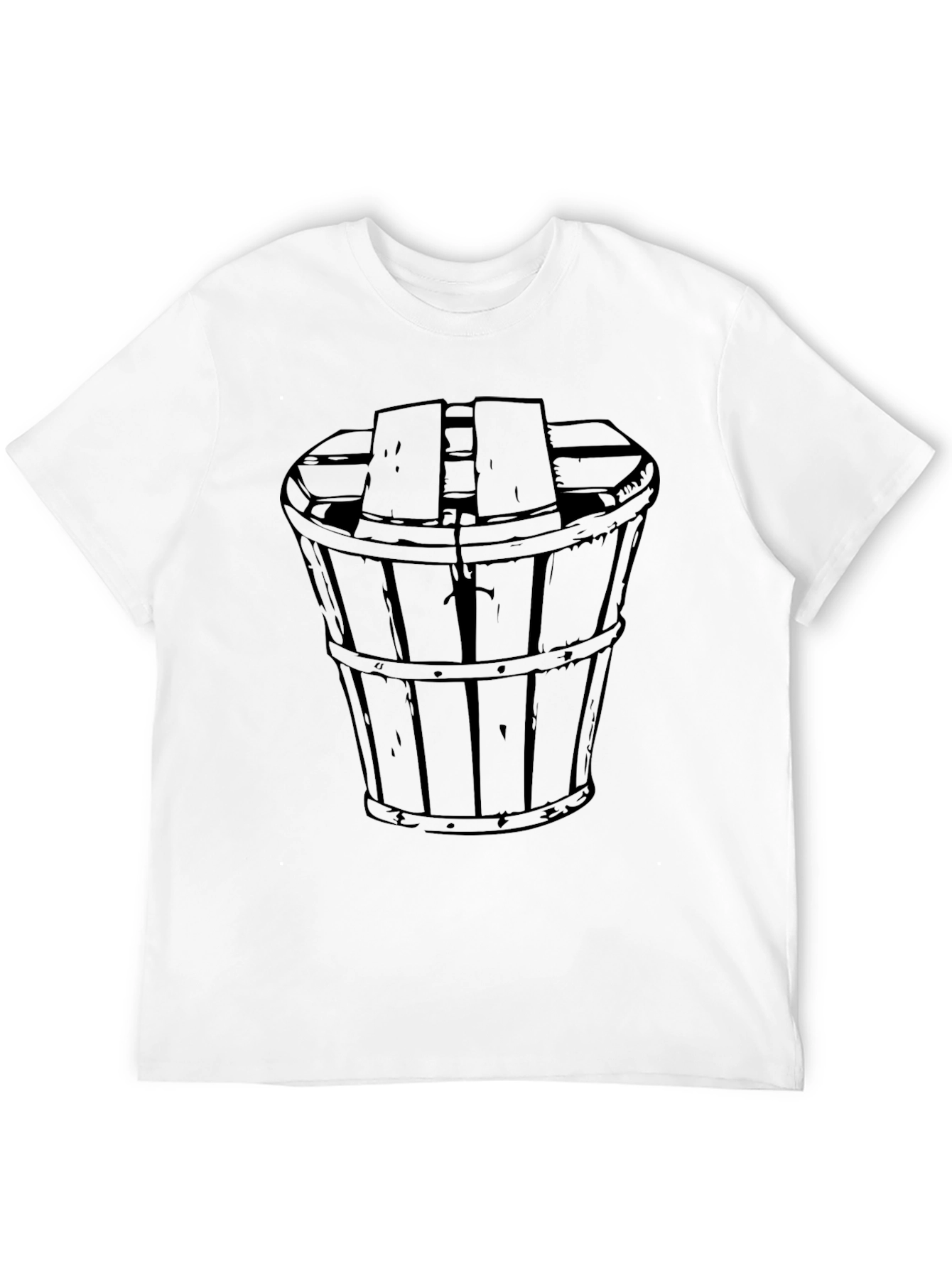 Mens Black T-Shirt with Barrel Graphic Print