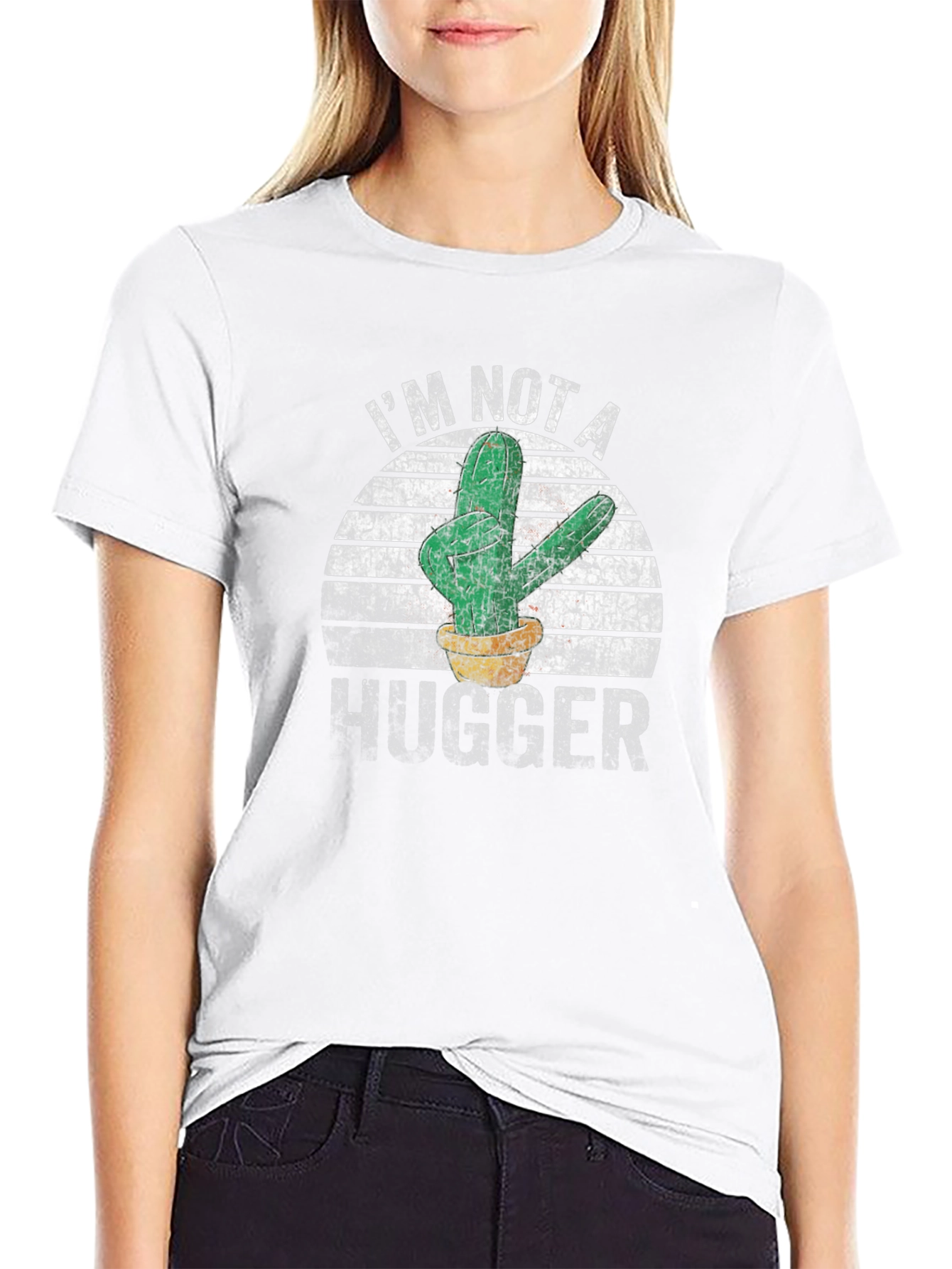 Im Not A Hugger Cactus Graphic T-Shirt