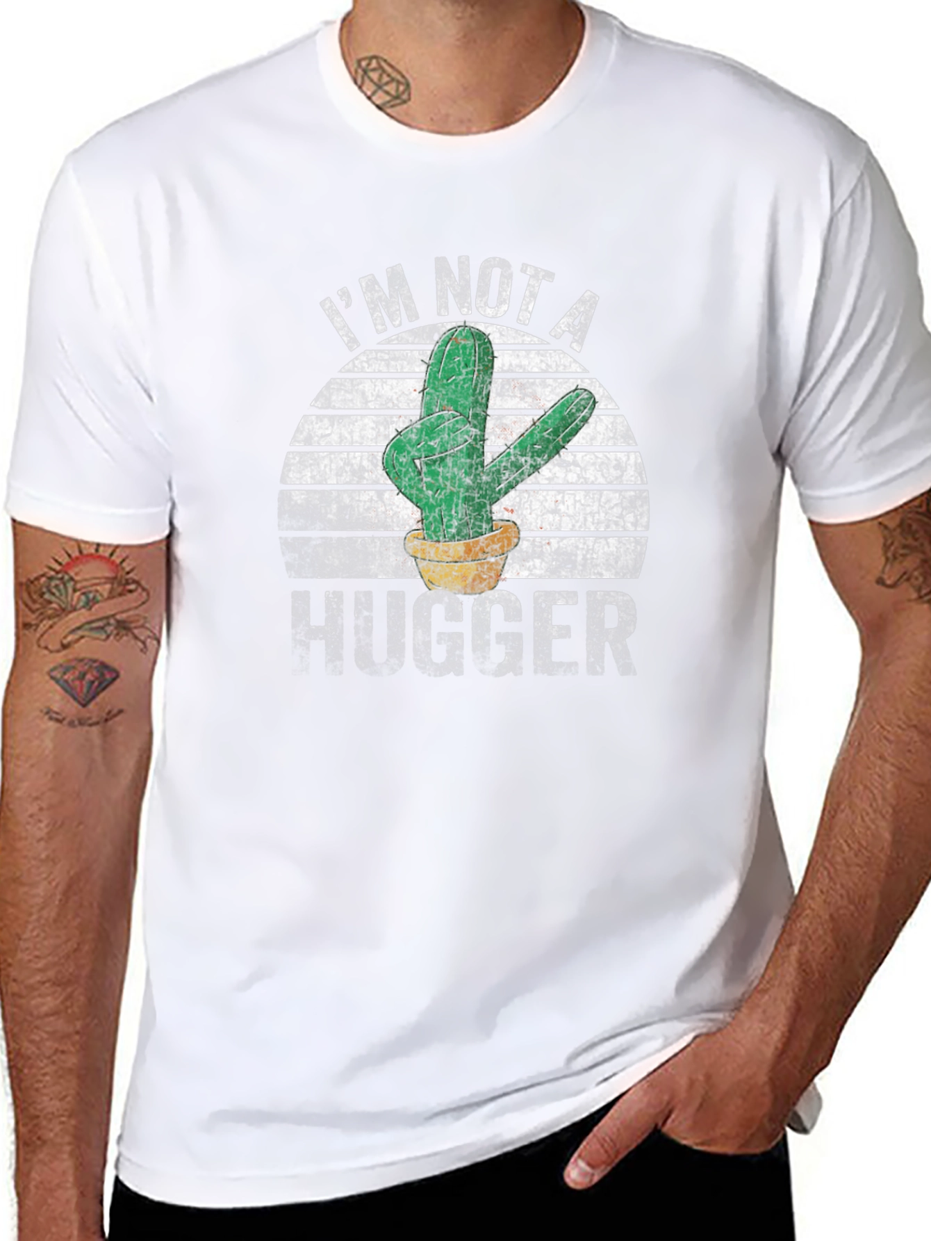 Im Not A Hugger Cactus Graphic T-Shirt