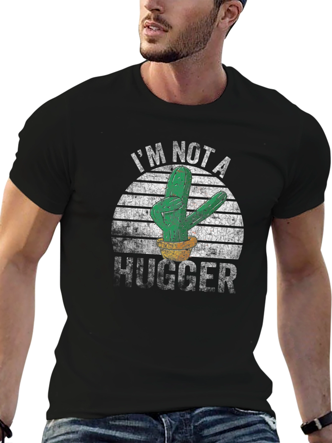 Im Not A Hugger Cactus Graphic T-Shirt