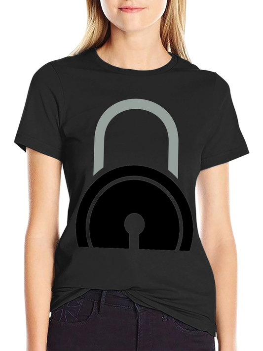 Black T-Shirt with Padlock Graphic
