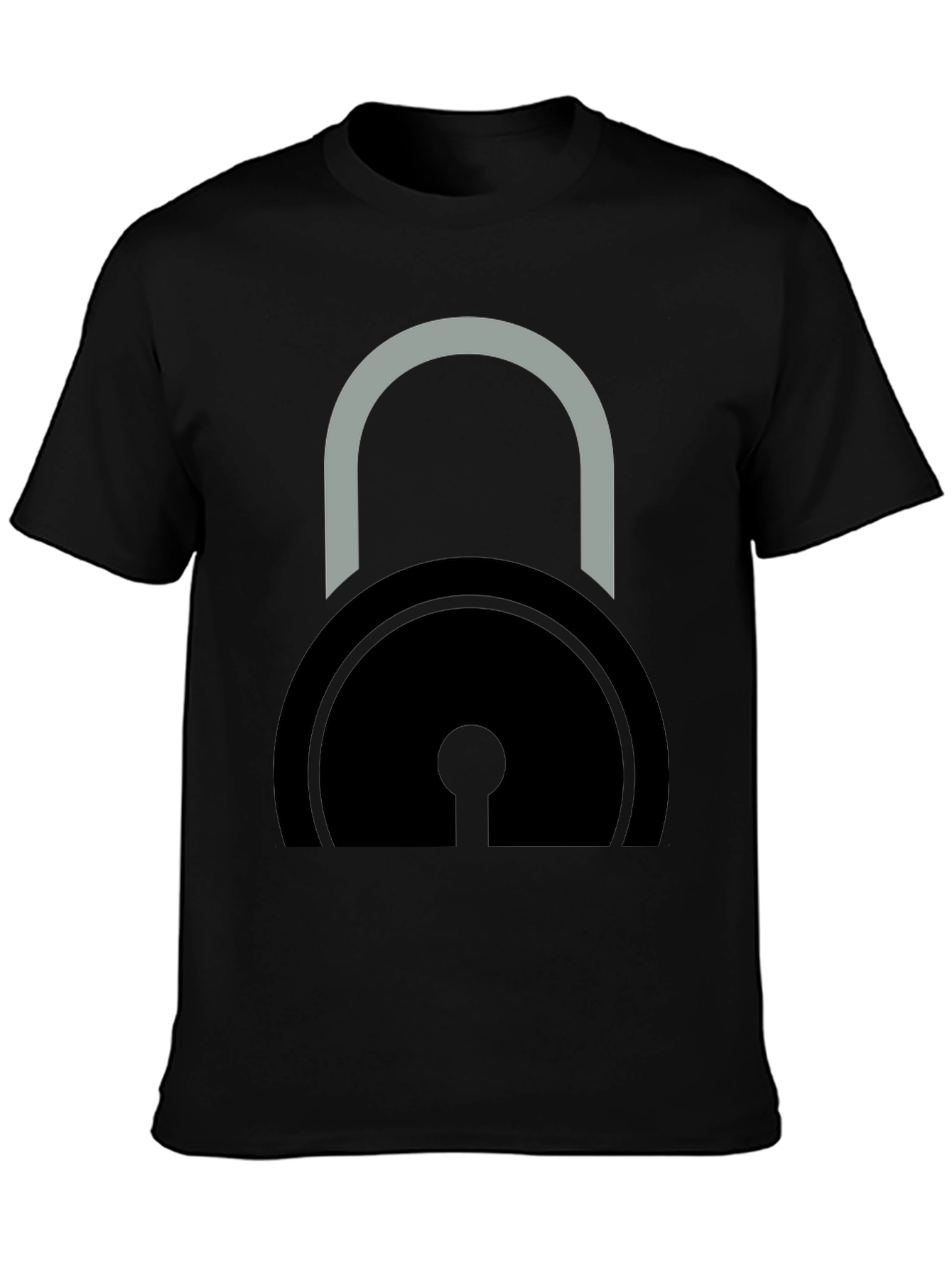 Black T-Shirt with Padlock Graphic