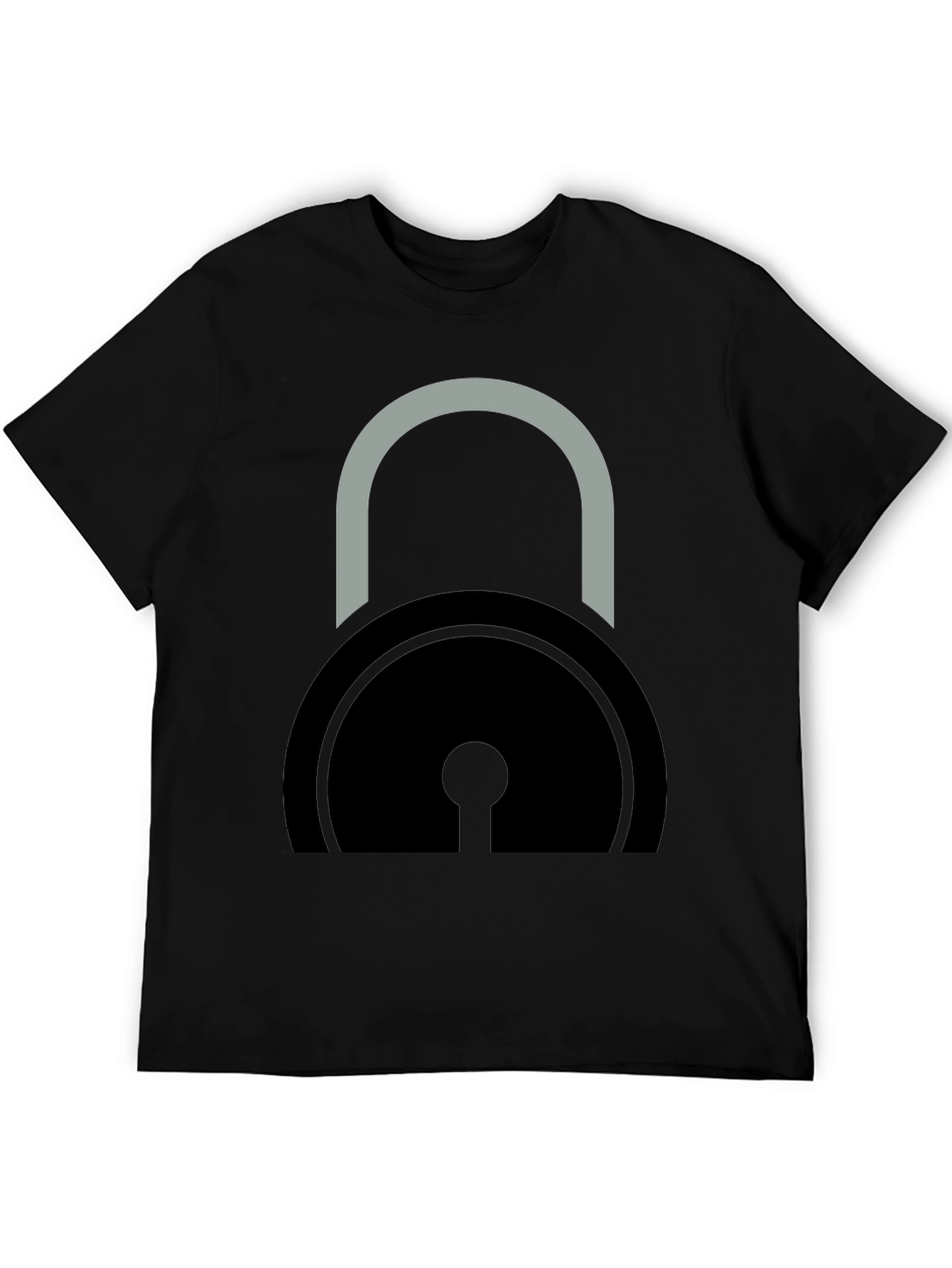 Black T-Shirt with Padlock Graphic