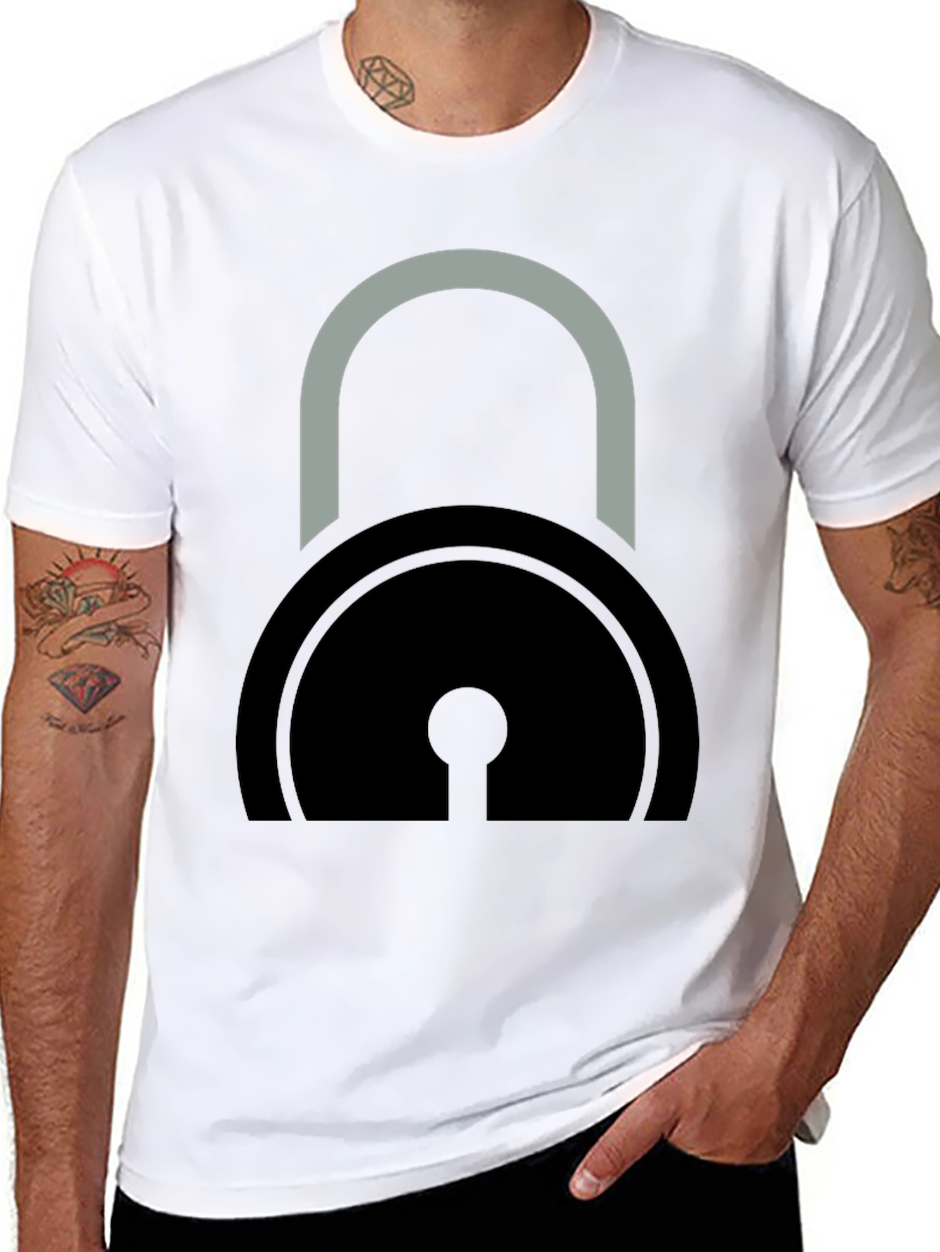 Black T-Shirt with Padlock Graphic