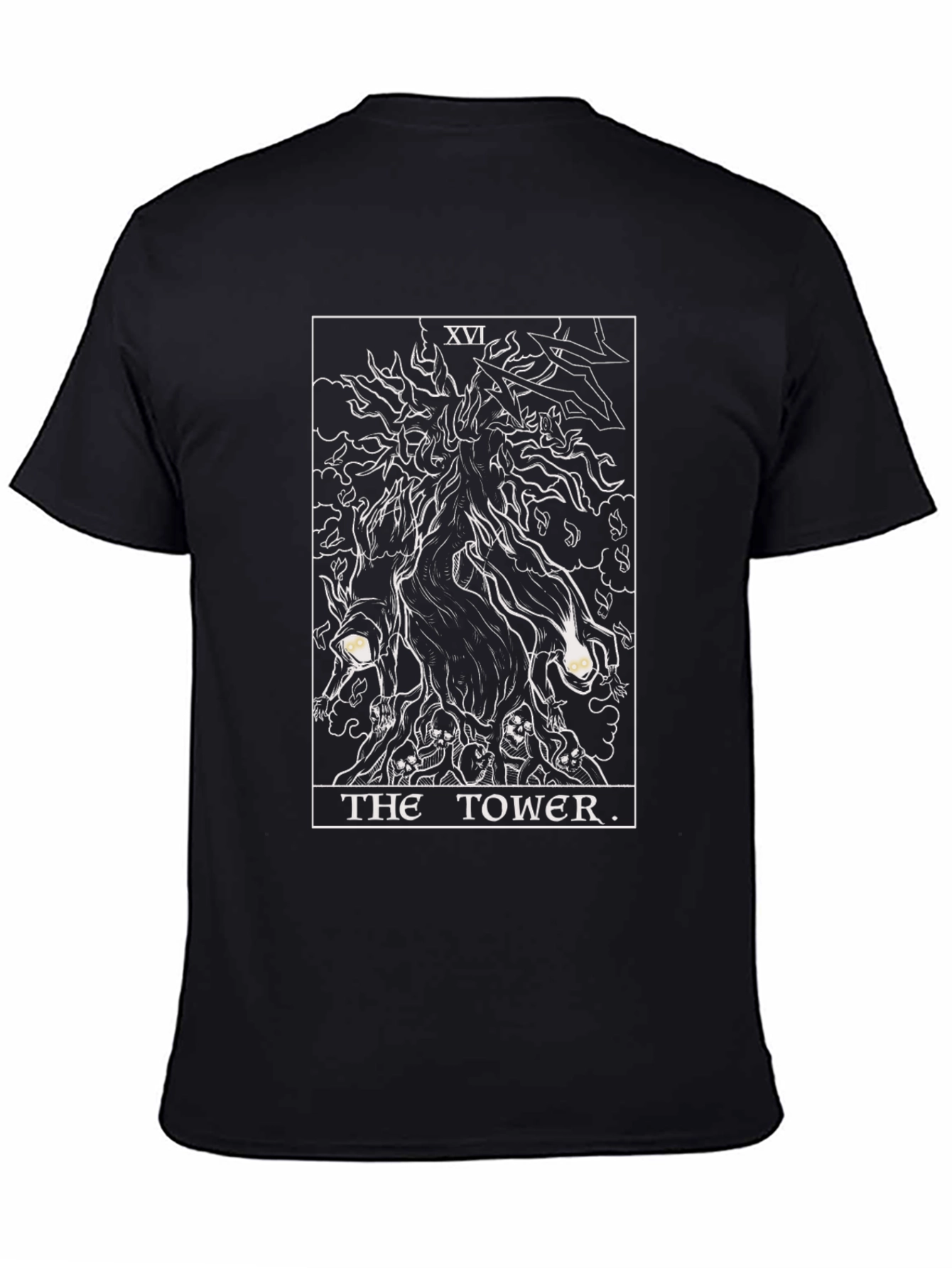 The Tower Tarot Card Graphic T-Shirt - Black
