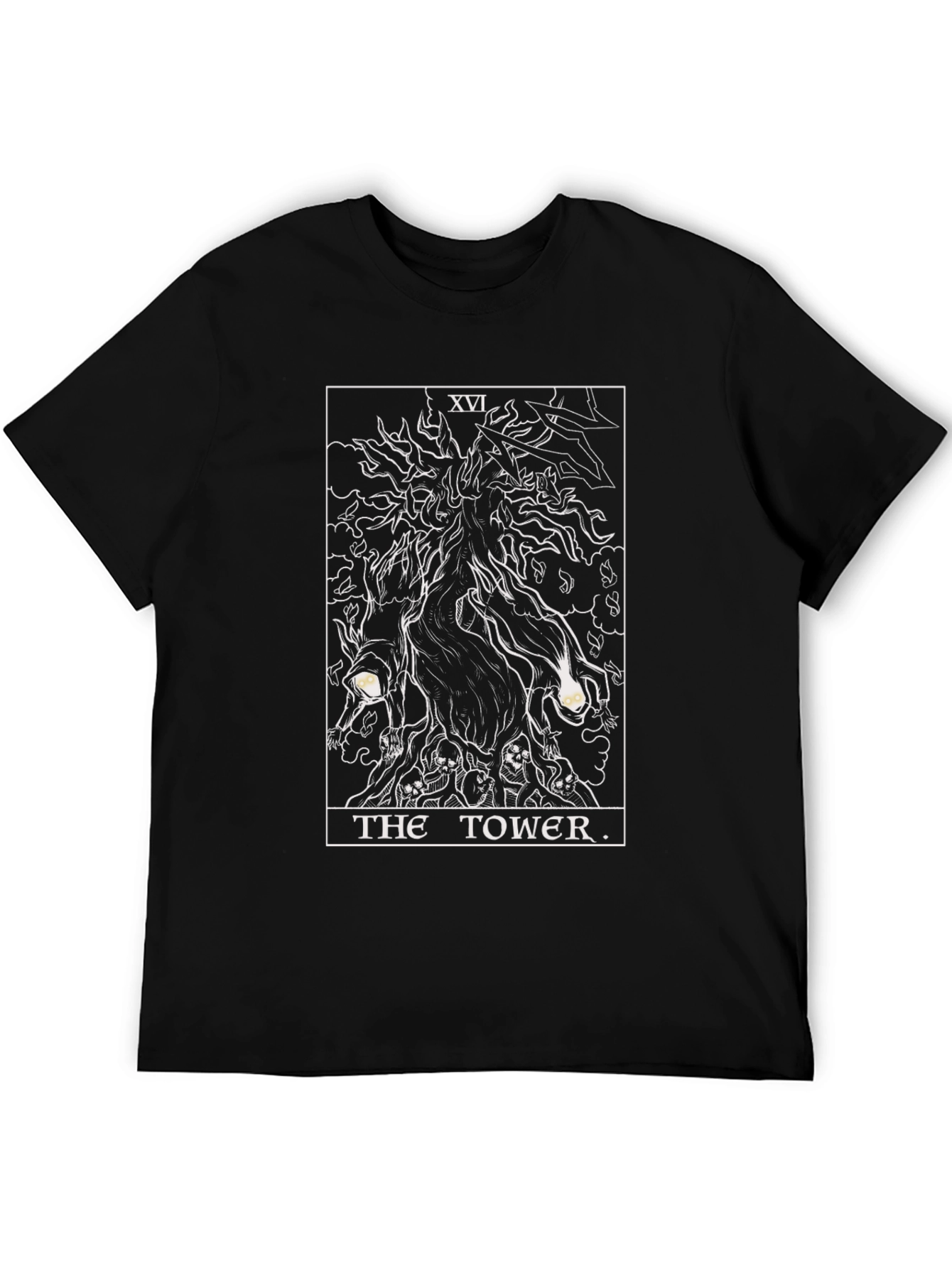 The Tower Tarot Card Graphic T-Shirt - Black