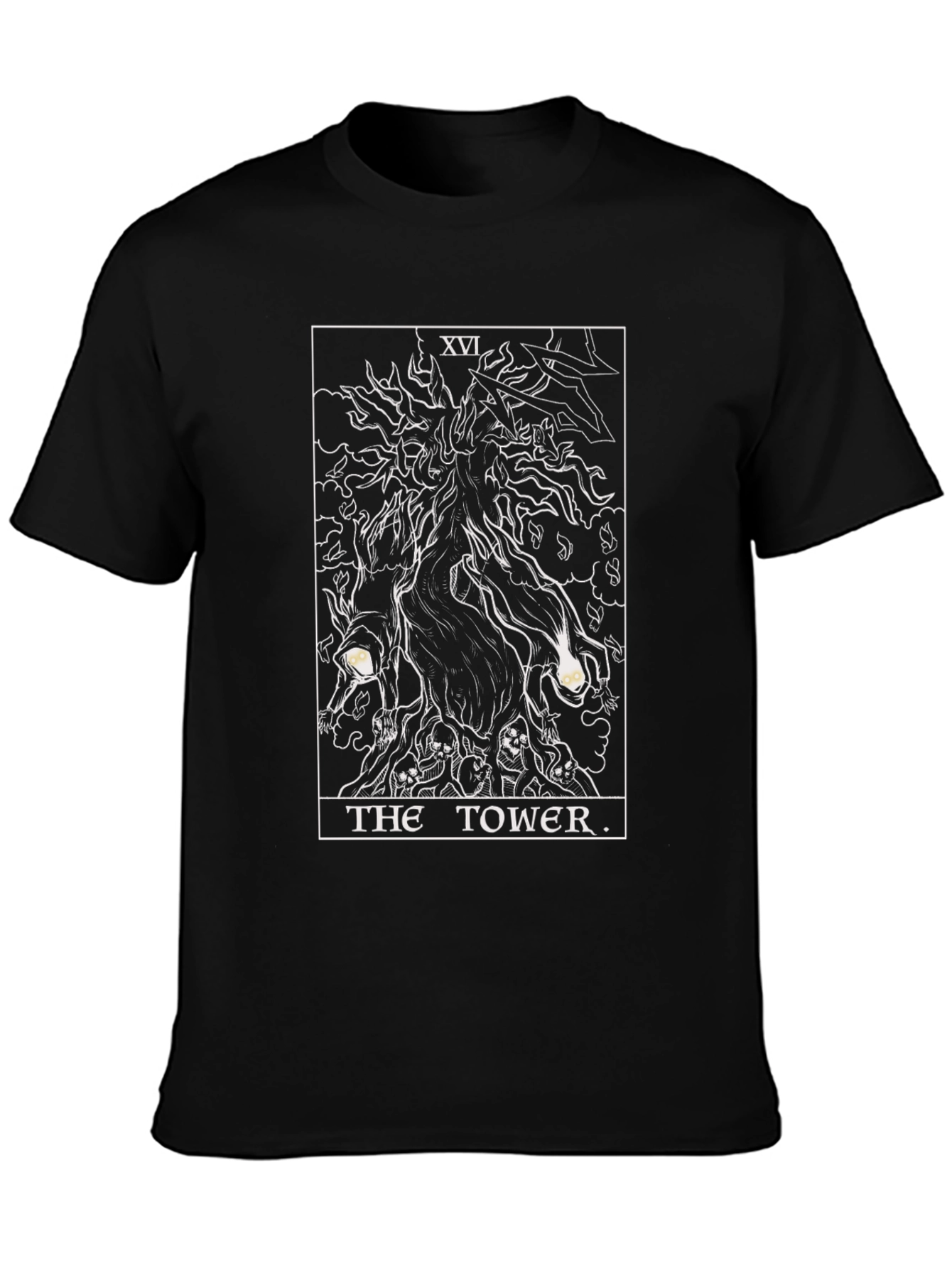 The Tower Tarot Card Graphic T-Shirt - Black
