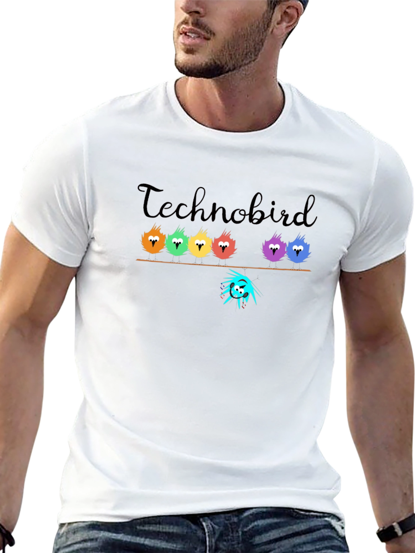 Technobird Graphic T-Shirt - Unique Bird Design