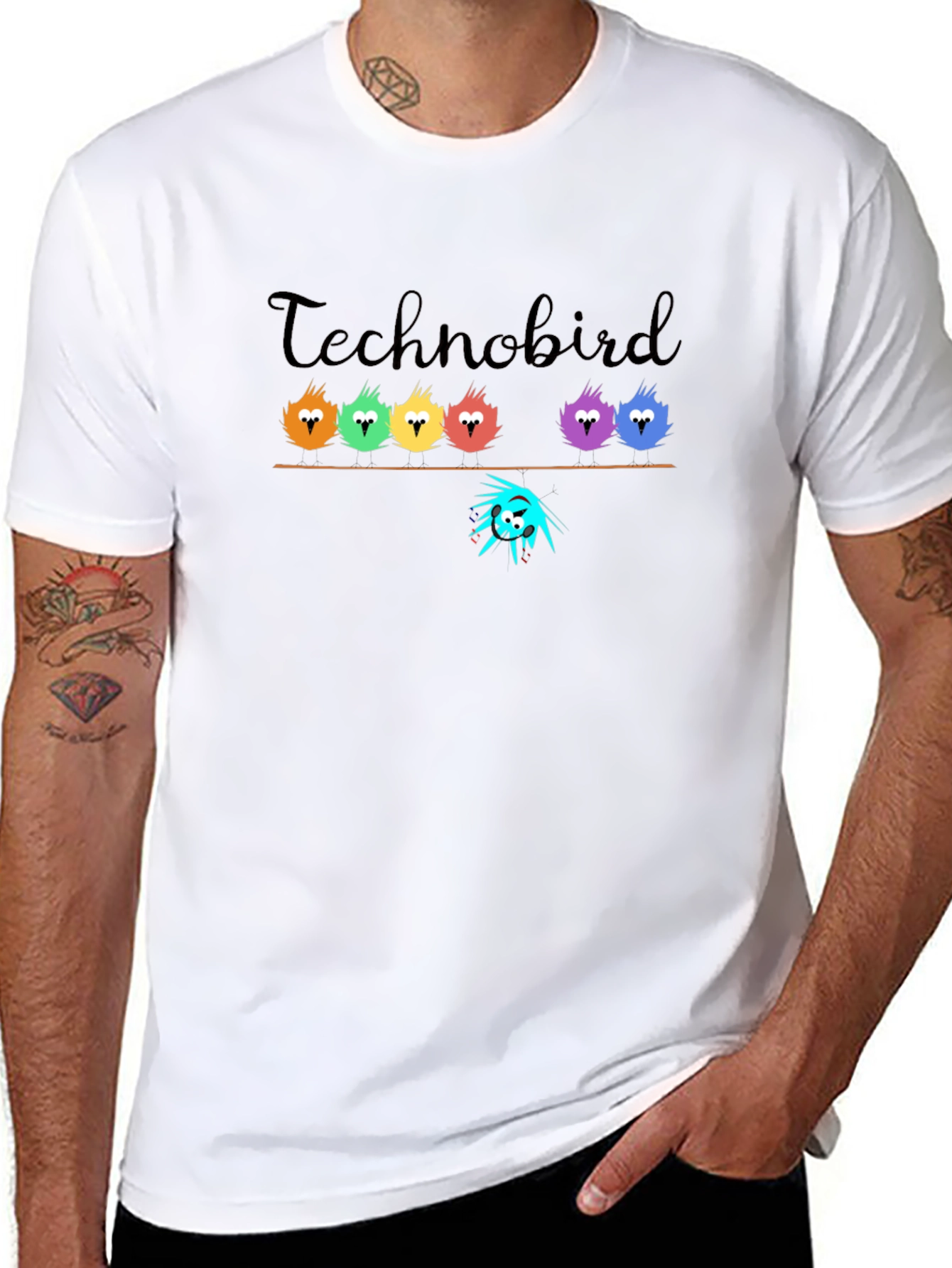 Technobird Graphic T-Shirt - Unique Bird Design