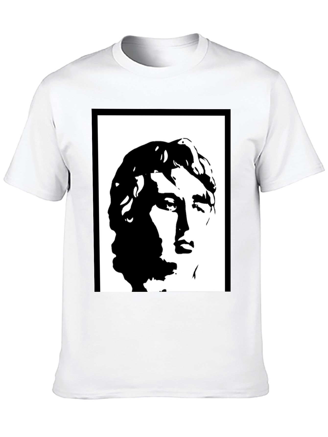 Black Graphic Tee - Statue Portrait Design