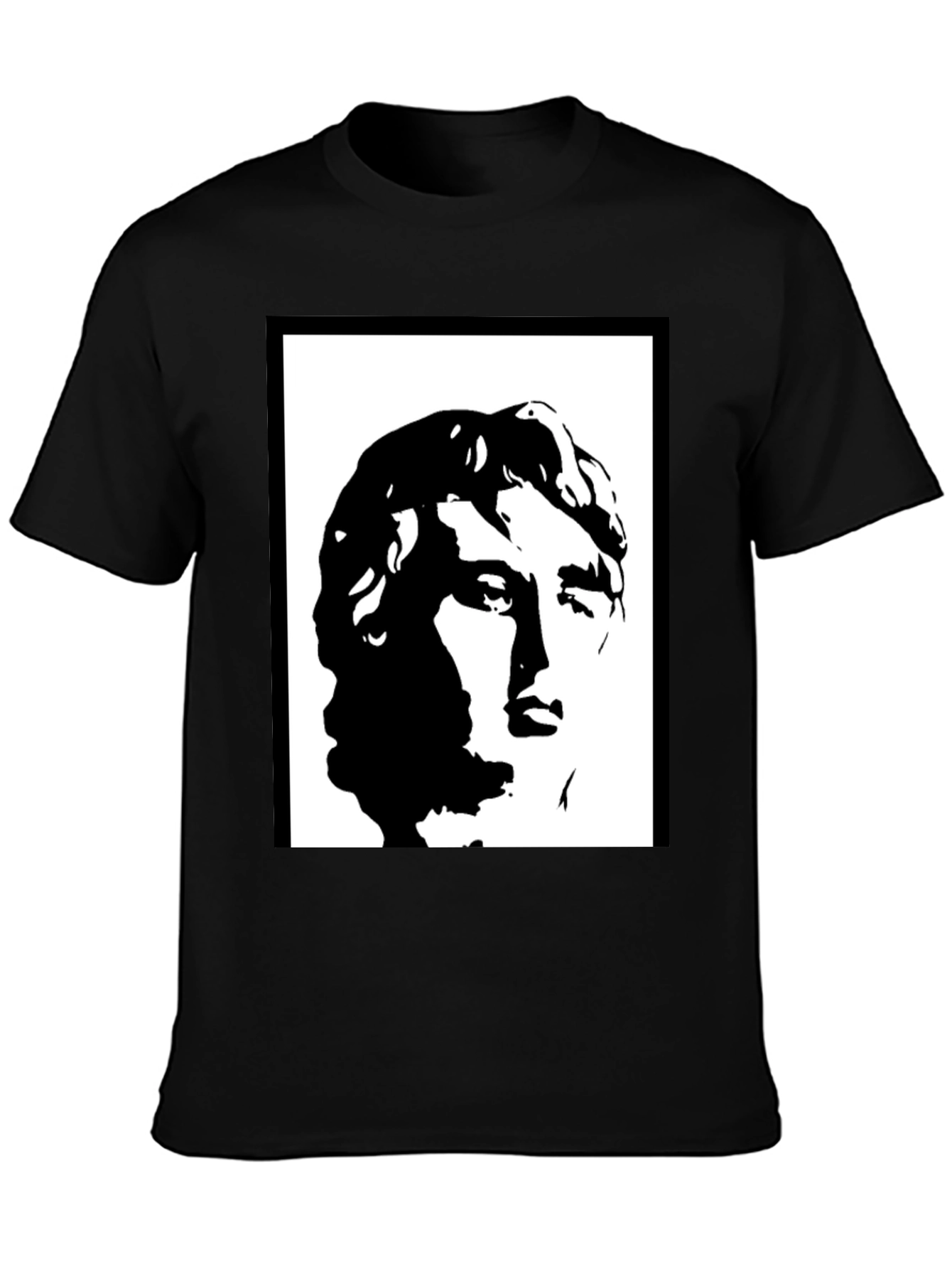Black Graphic Tee - Statue Portrait Design