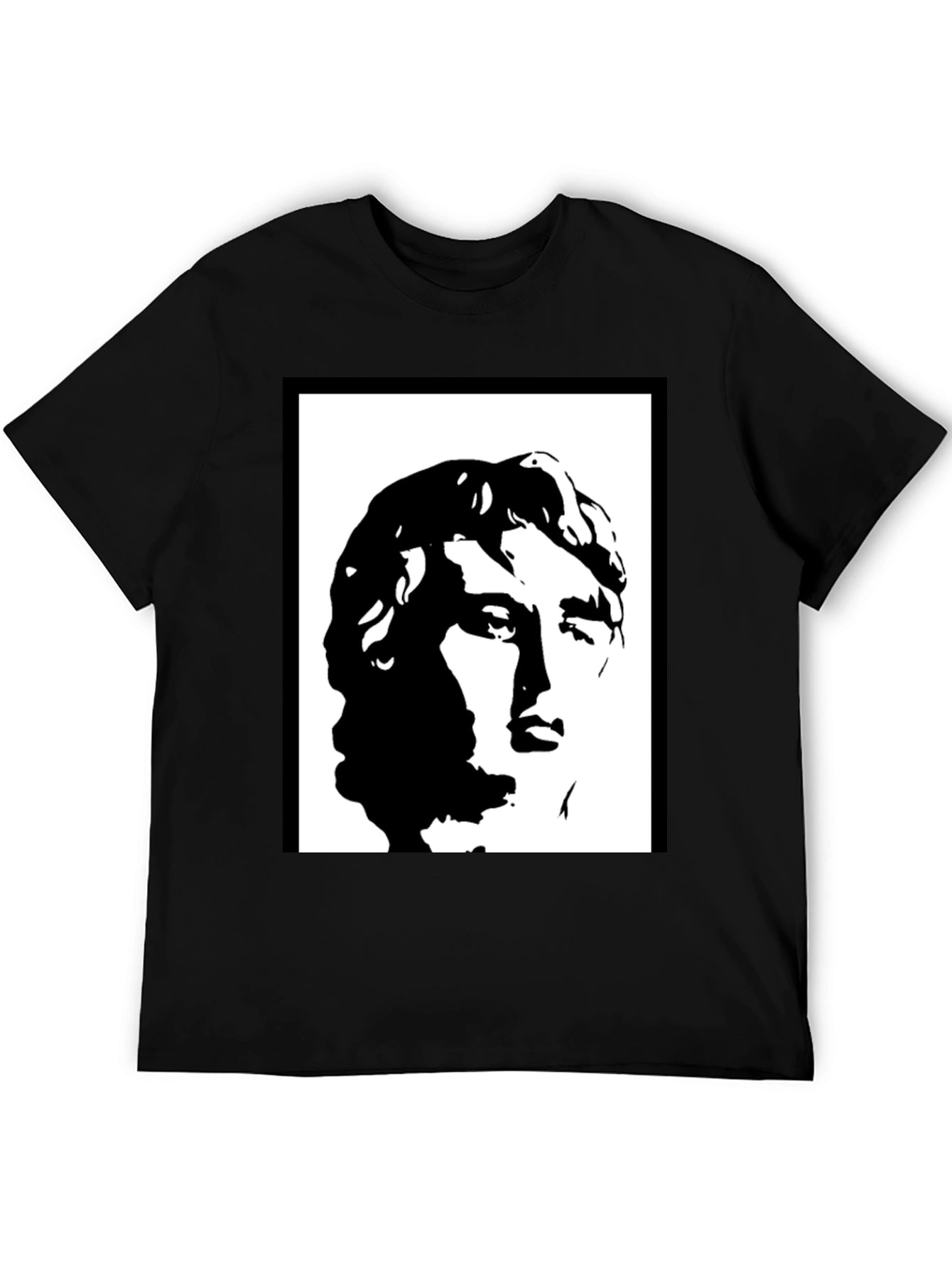 Black Graphic Tee - Statue Portrait Design