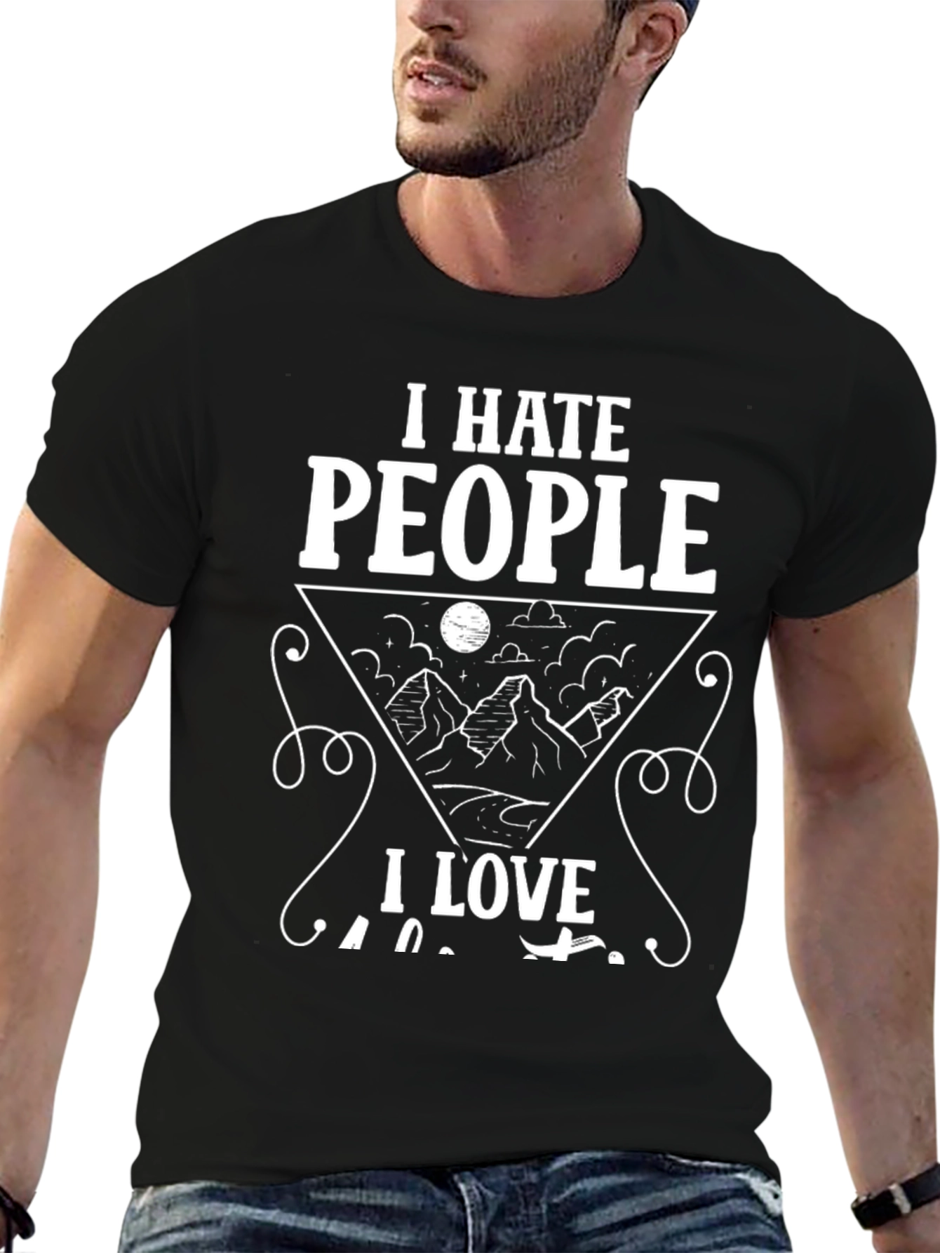 I Hate People I Love Camping Black Graphic T-Shirt