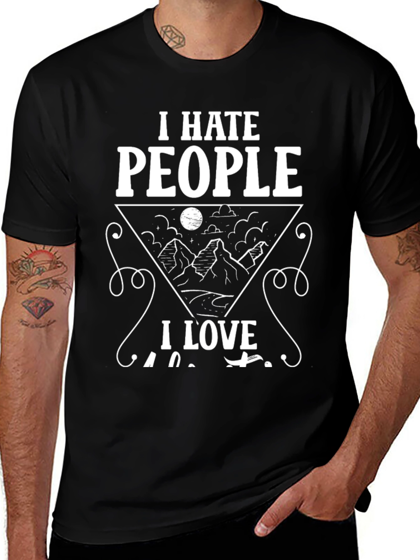 I Hate People I Love Camping Black Graphic T-Shirt