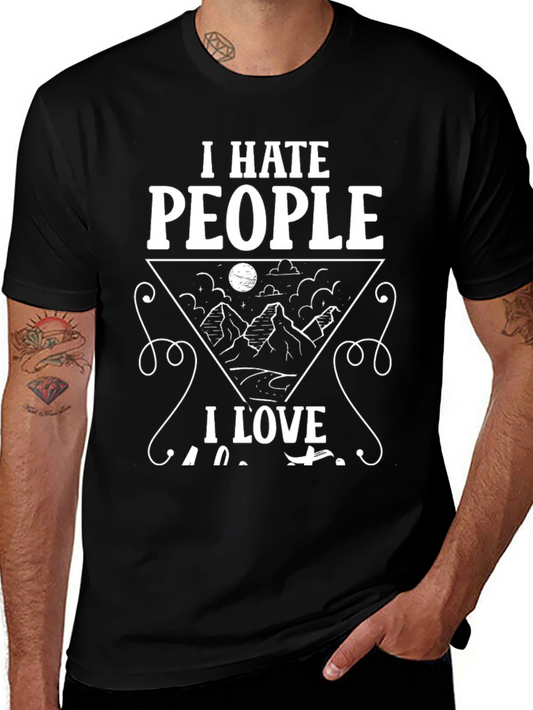 I Hate People I Love Camping Black Graphic T-Shirt