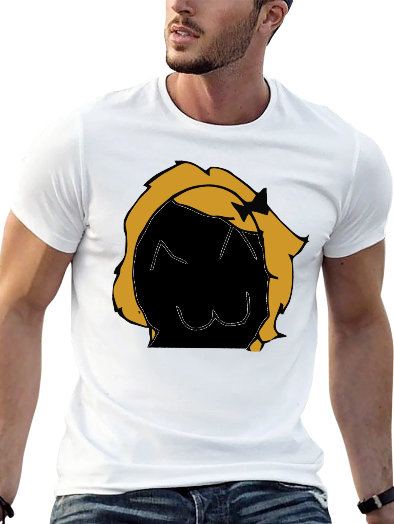 Graphic Tee: Cartoon Character Black T-Shirt