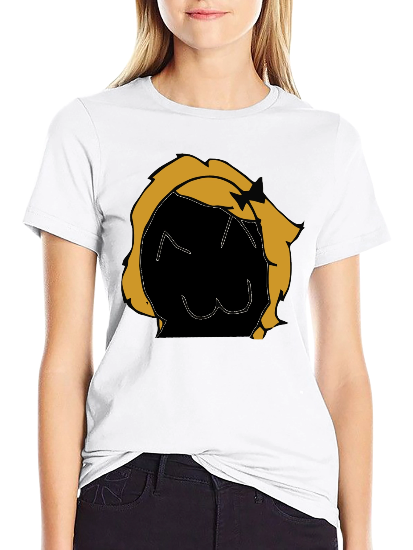 Graphic Tee: Cartoon Character Black T-Shirt
