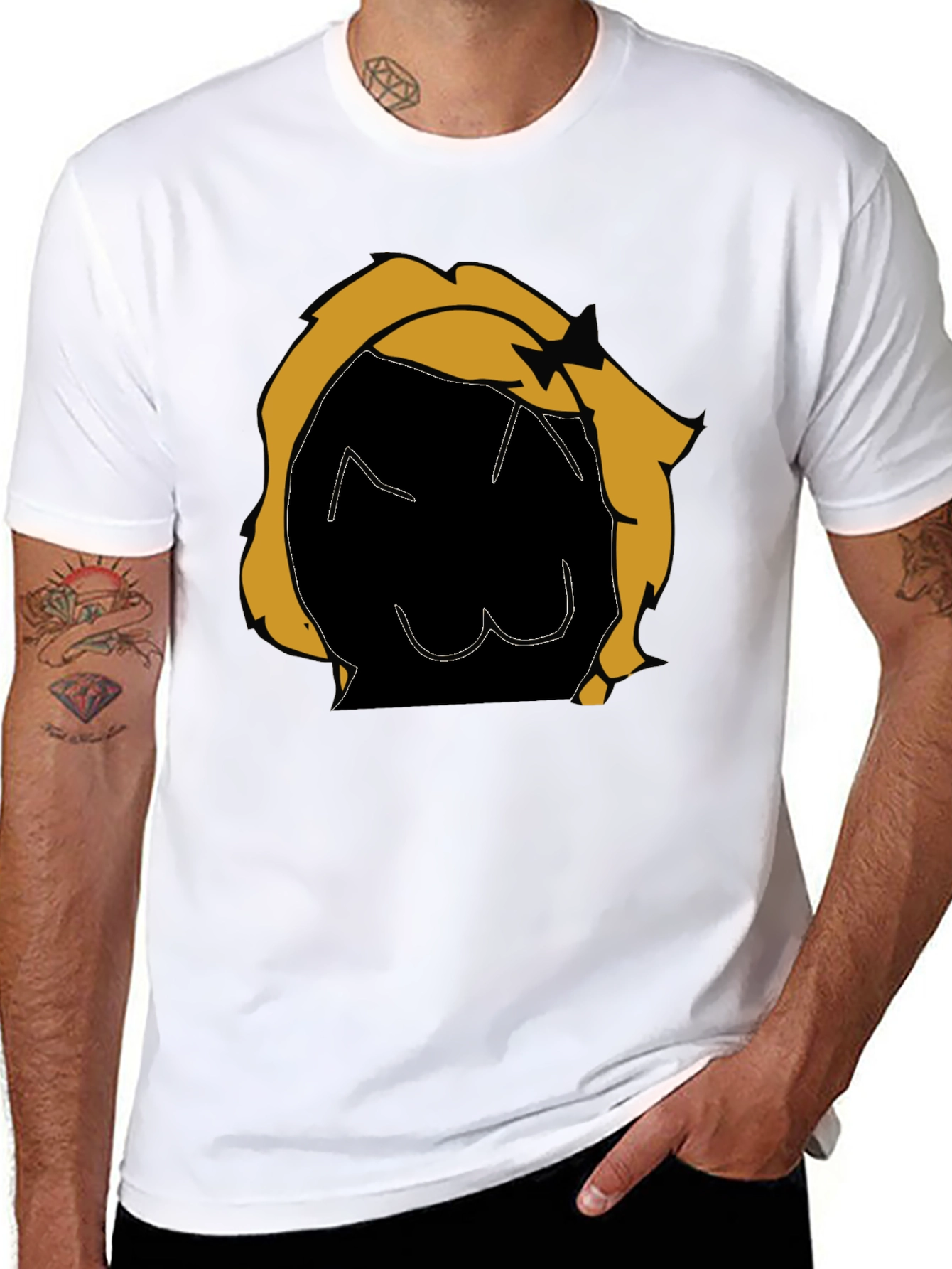 Graphic Tee: Cartoon Character Black T-Shirt