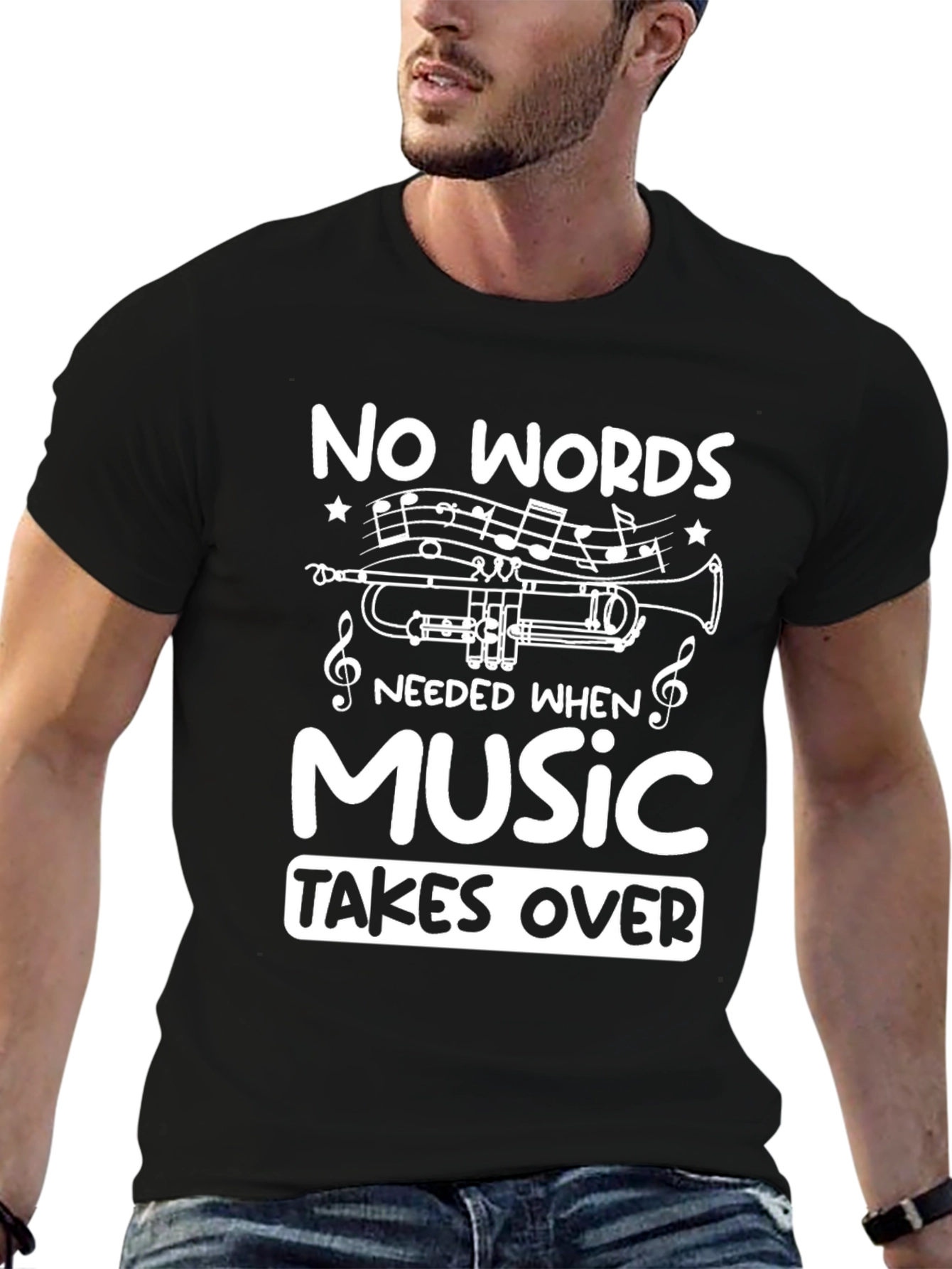 Music Takes Over Graphic Tee - Black T-Shirt