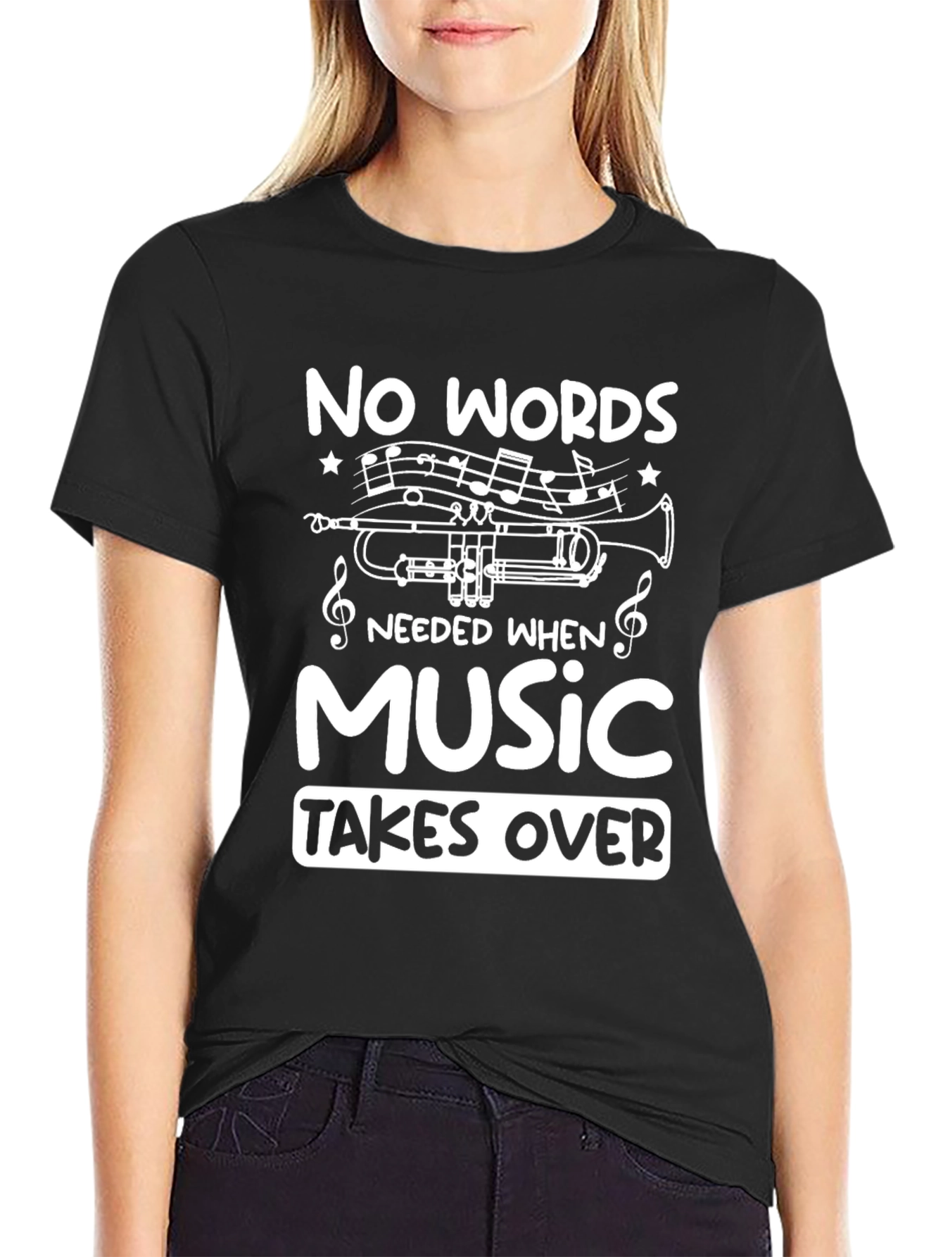 Music Takes Over Graphic Tee - Black T-Shirt