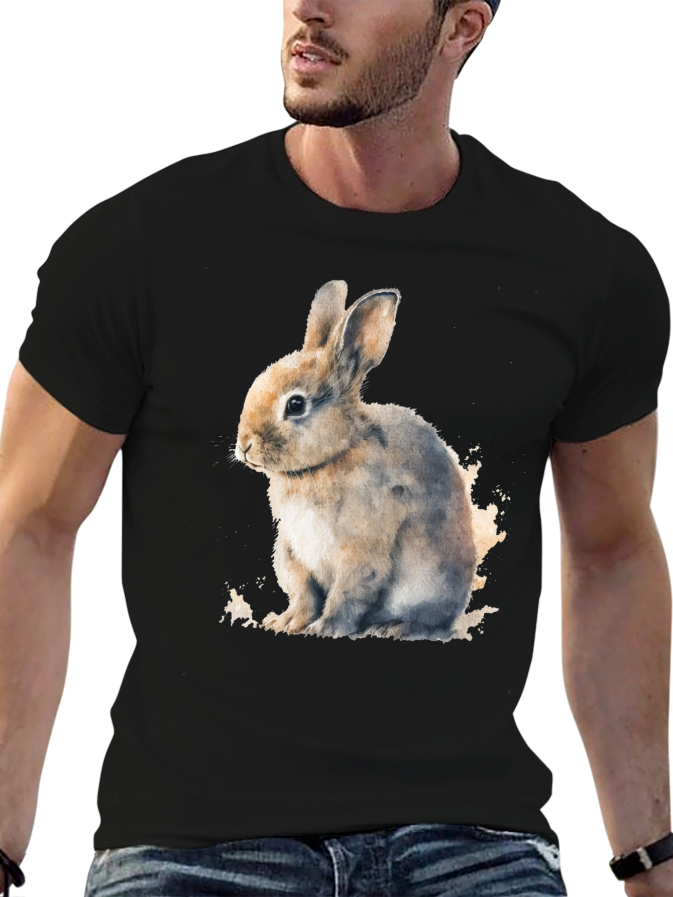Cute Bunny Black T-Shirt - Soft and Comfortable
