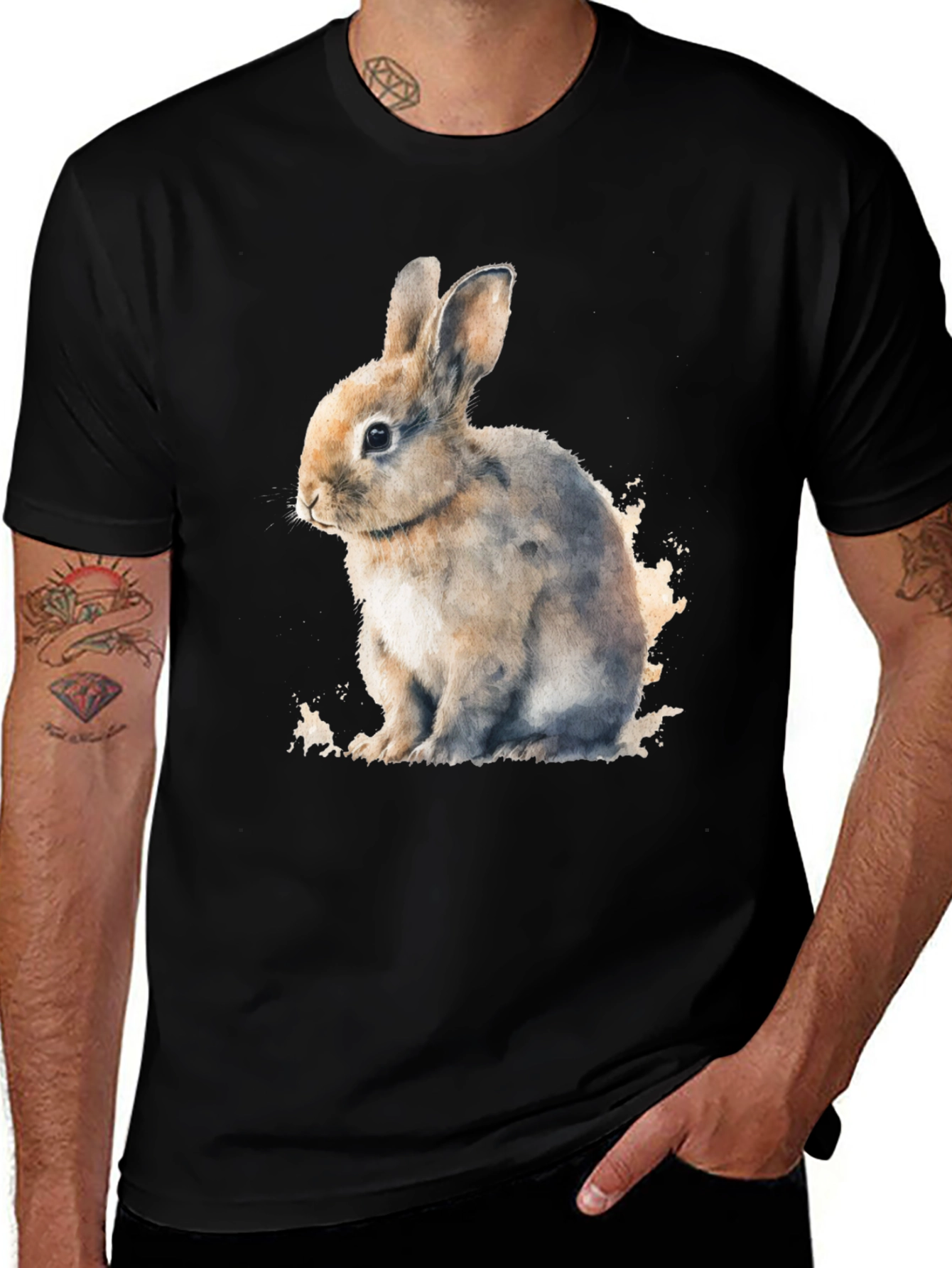 Cute Bunny Black T-Shirt - Soft and Comfortable