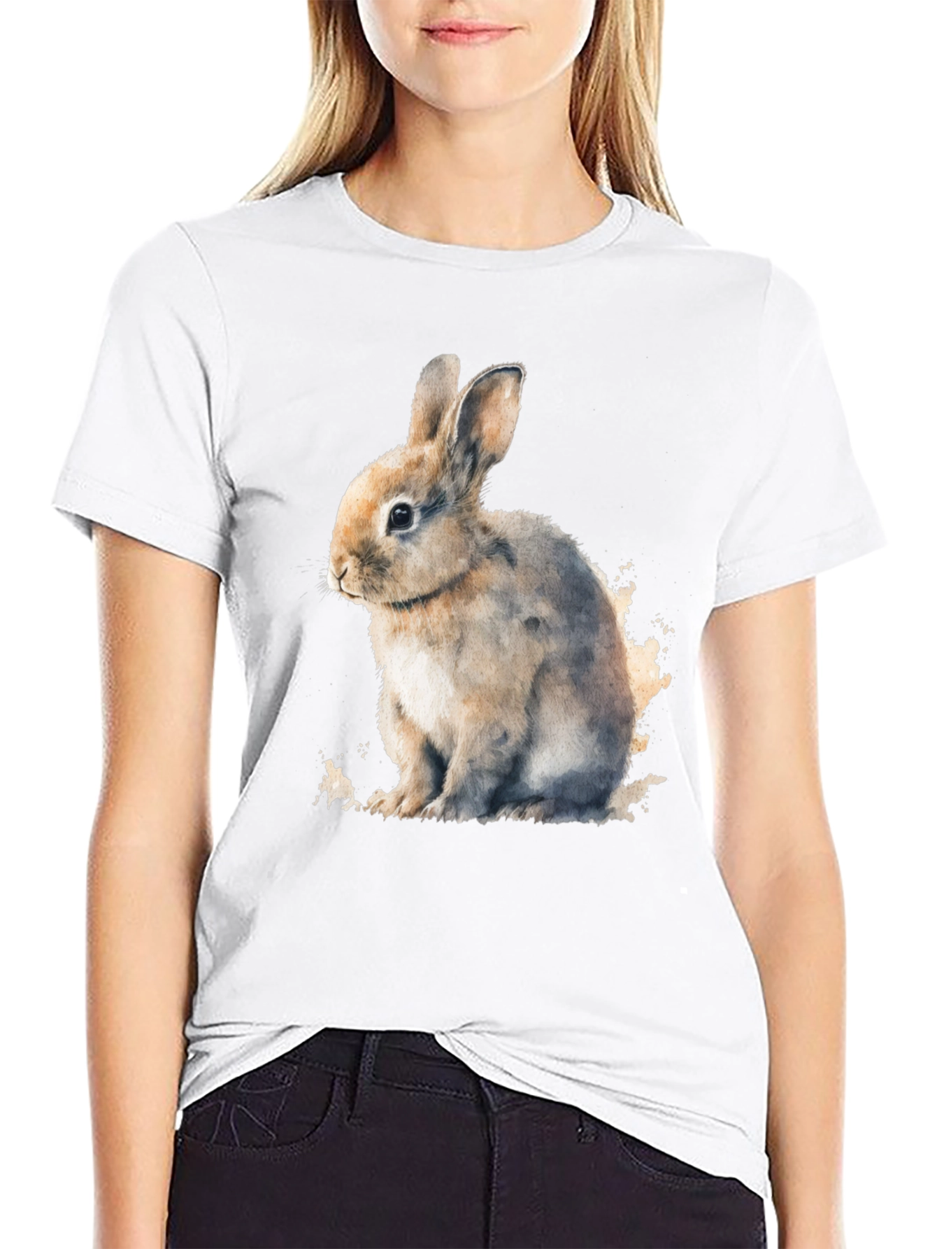 Cute Bunny Black T-Shirt - Soft and Comfortable