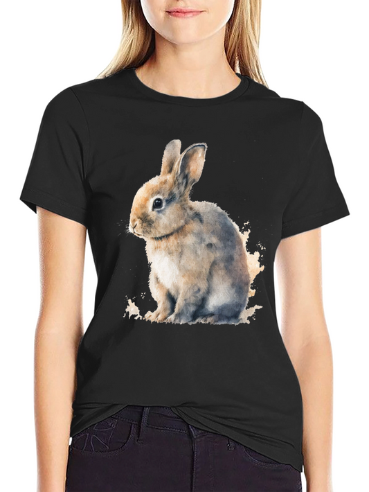 Cute Bunny Black T-Shirt - Soft and Comfortable