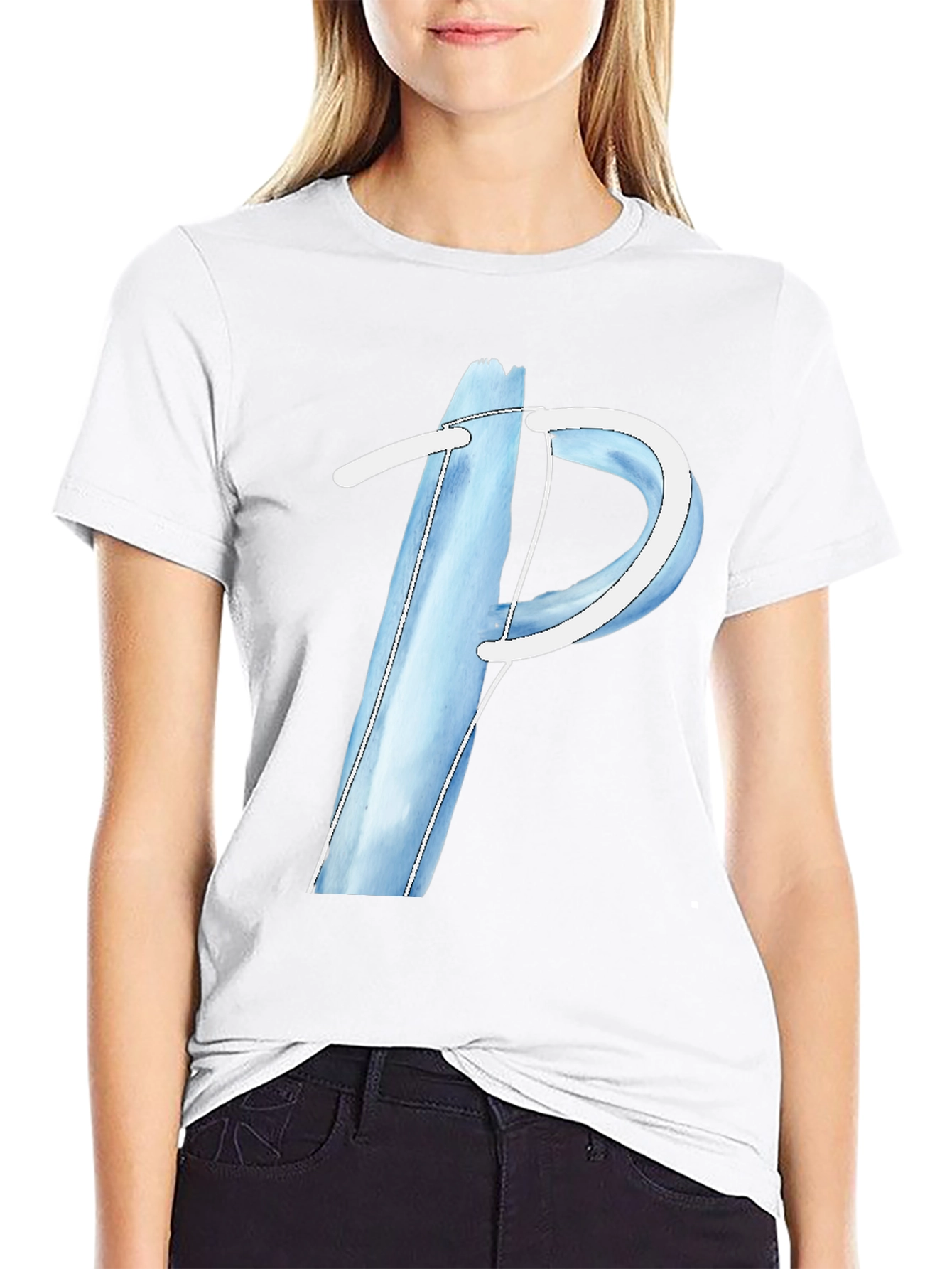 Blue Letter P Graphic Tee - Soft Cotton Blend