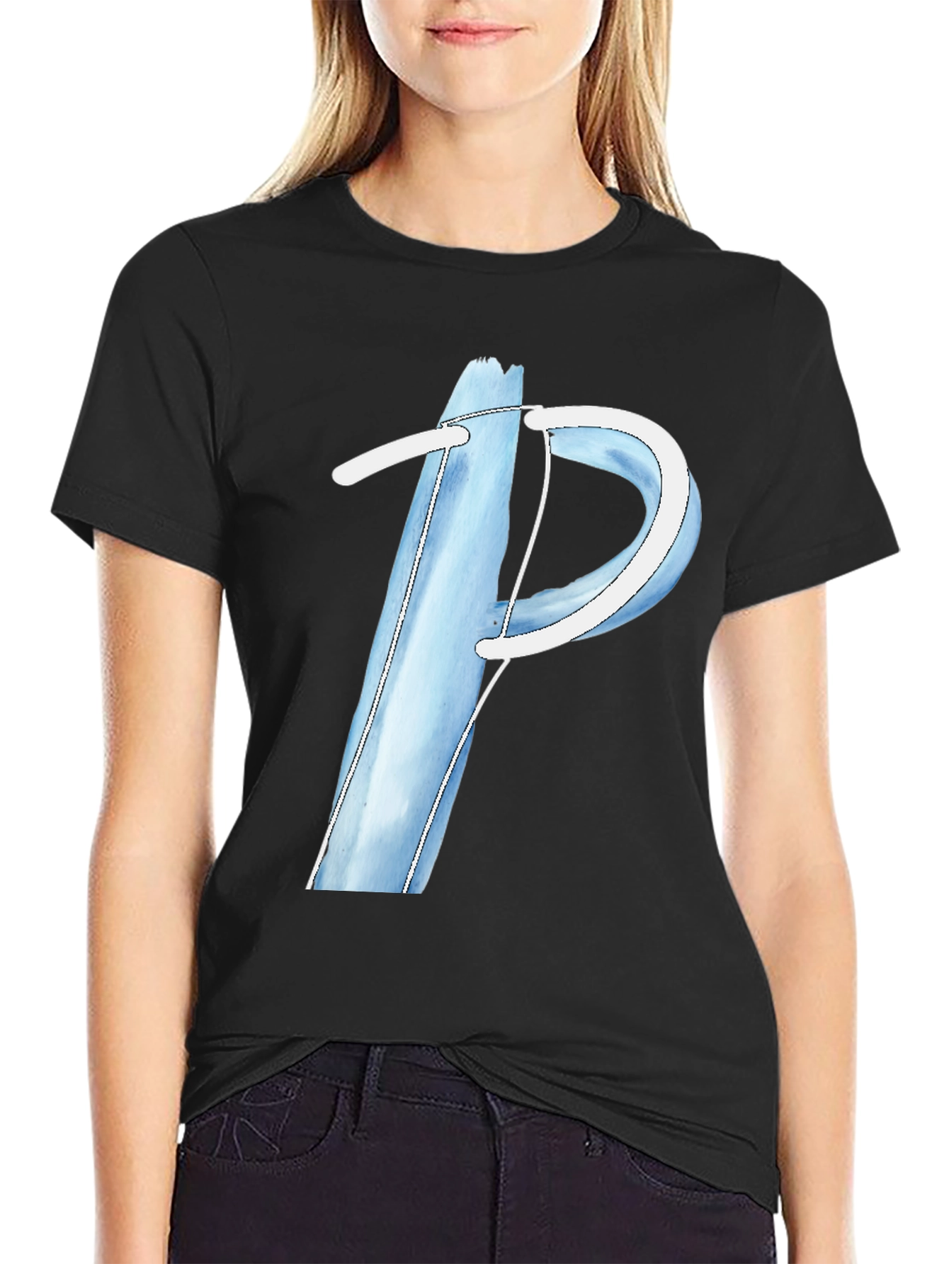 Blue Letter P Graphic Tee - Soft Cotton Blend