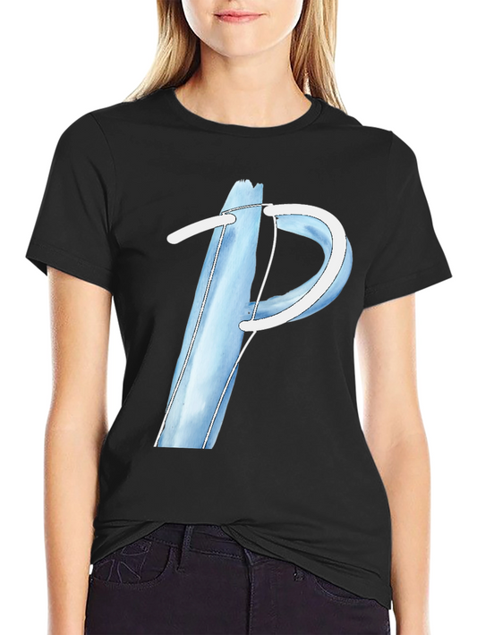 Blue Letter P Graphic Tee - Soft Cotton Blend