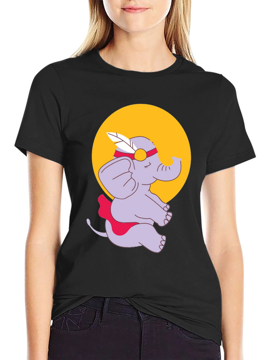 Elephant Cartoon T-Shirt - Black