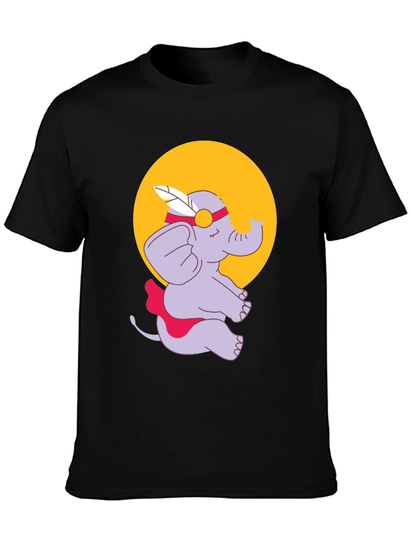 Elephant Cartoon T-Shirt - Black