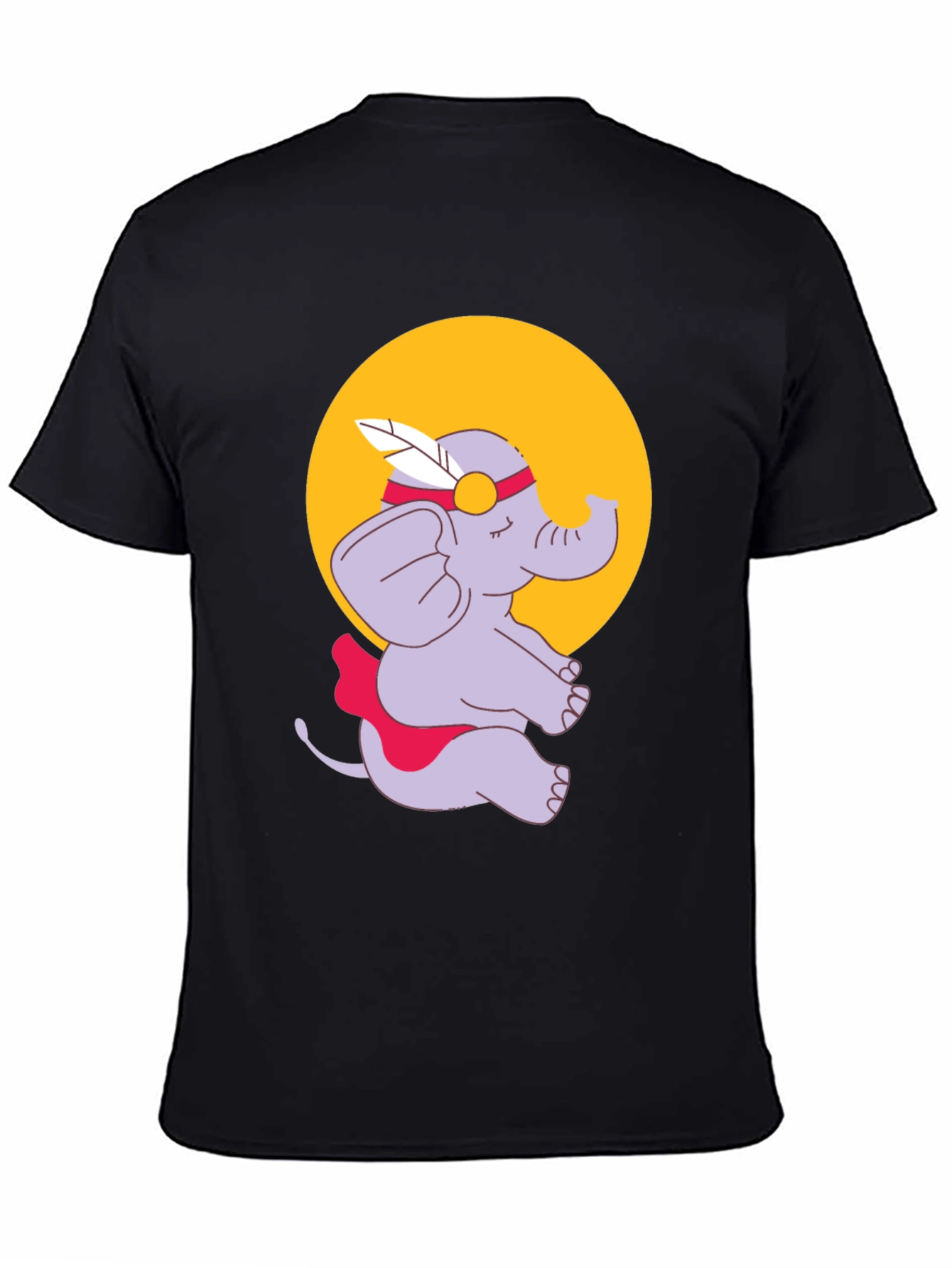 Elephant Cartoon T-Shirt - Black
