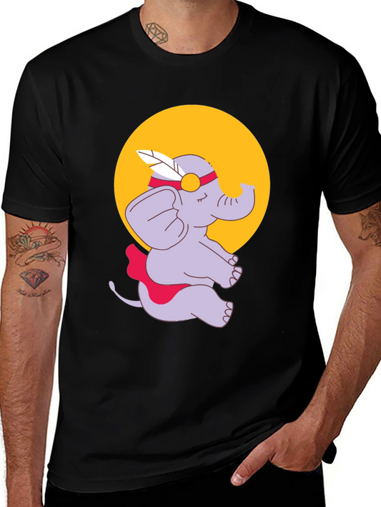 Elephant Cartoon T-Shirt - Black