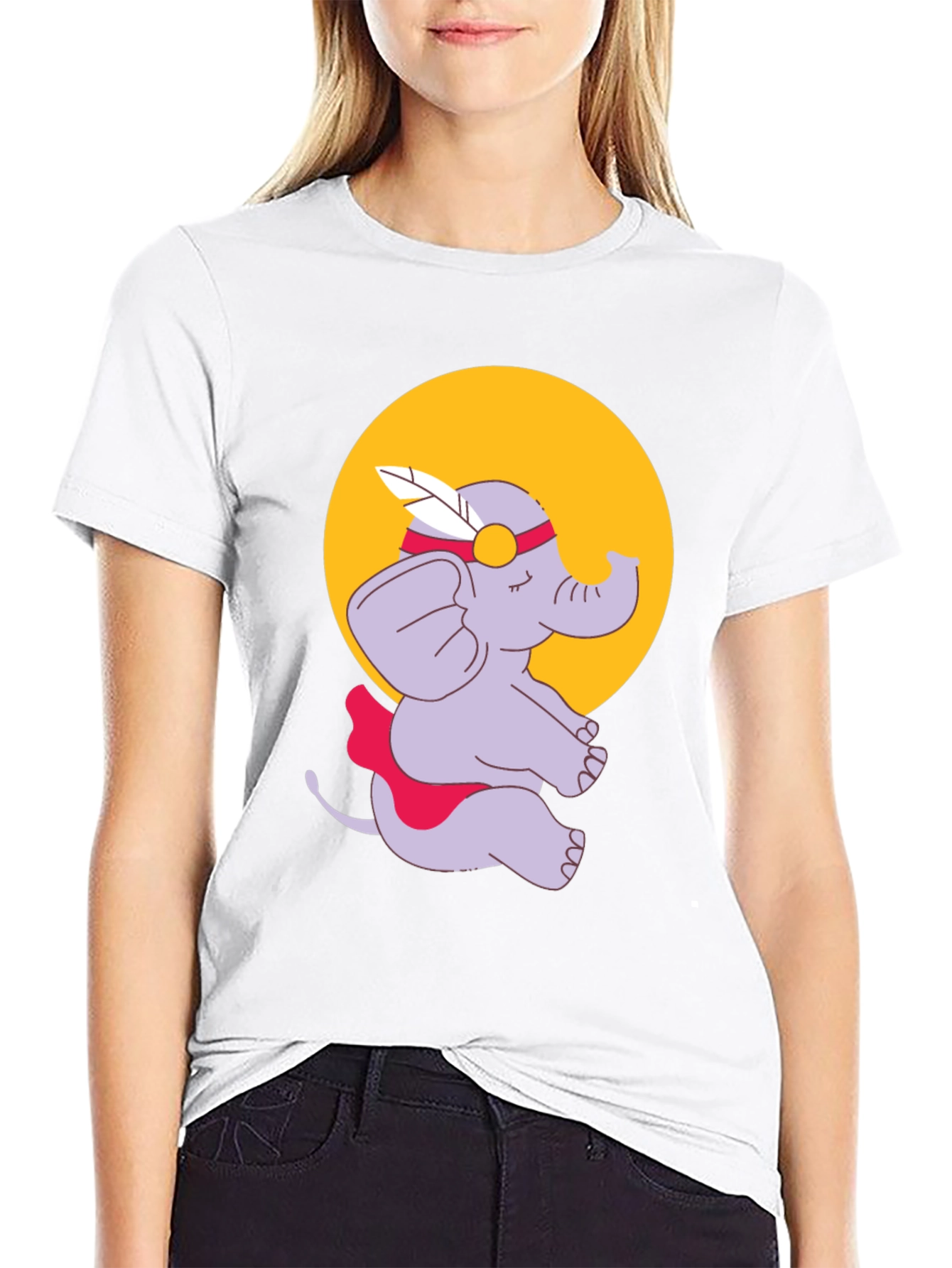 Elephant Cartoon T-Shirt - Black
