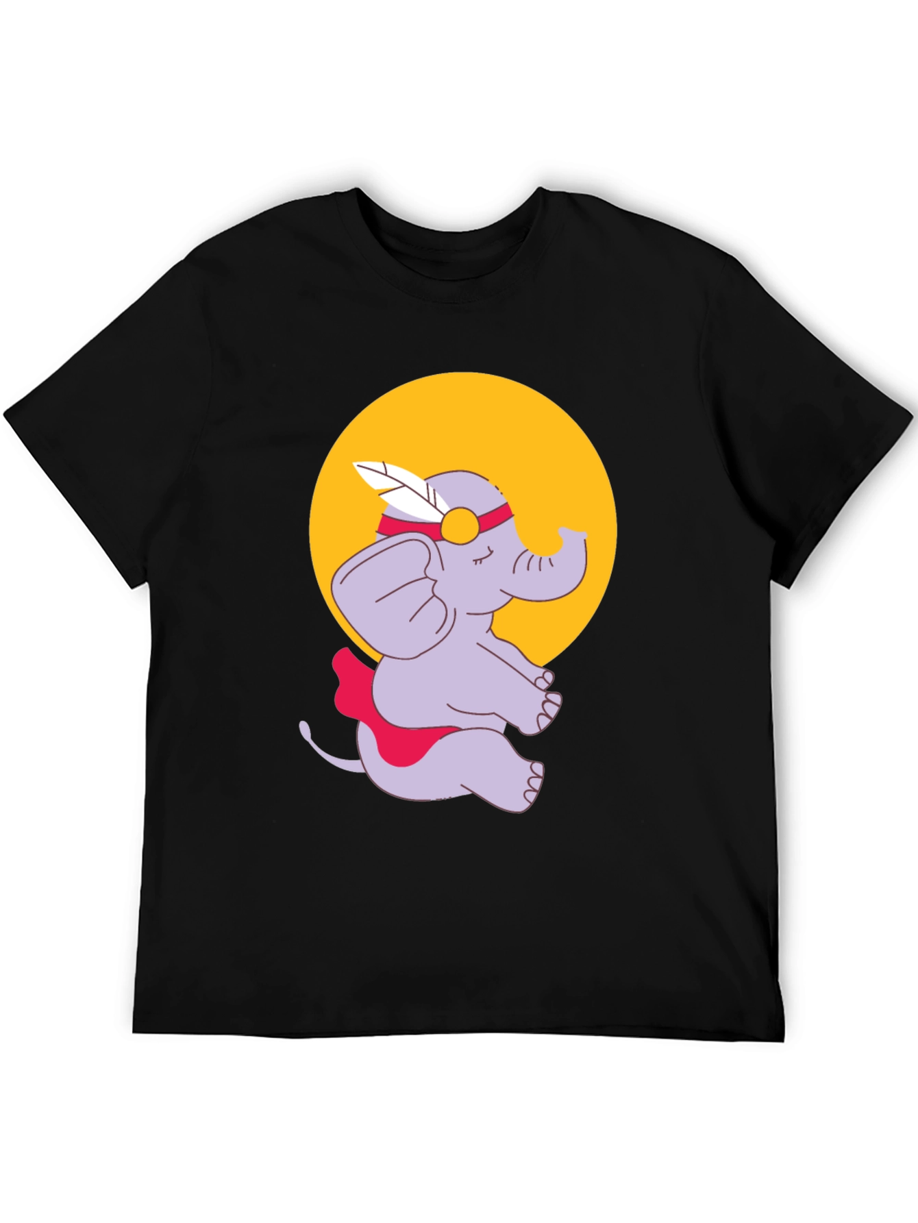 Elephant Cartoon T-Shirt - Black