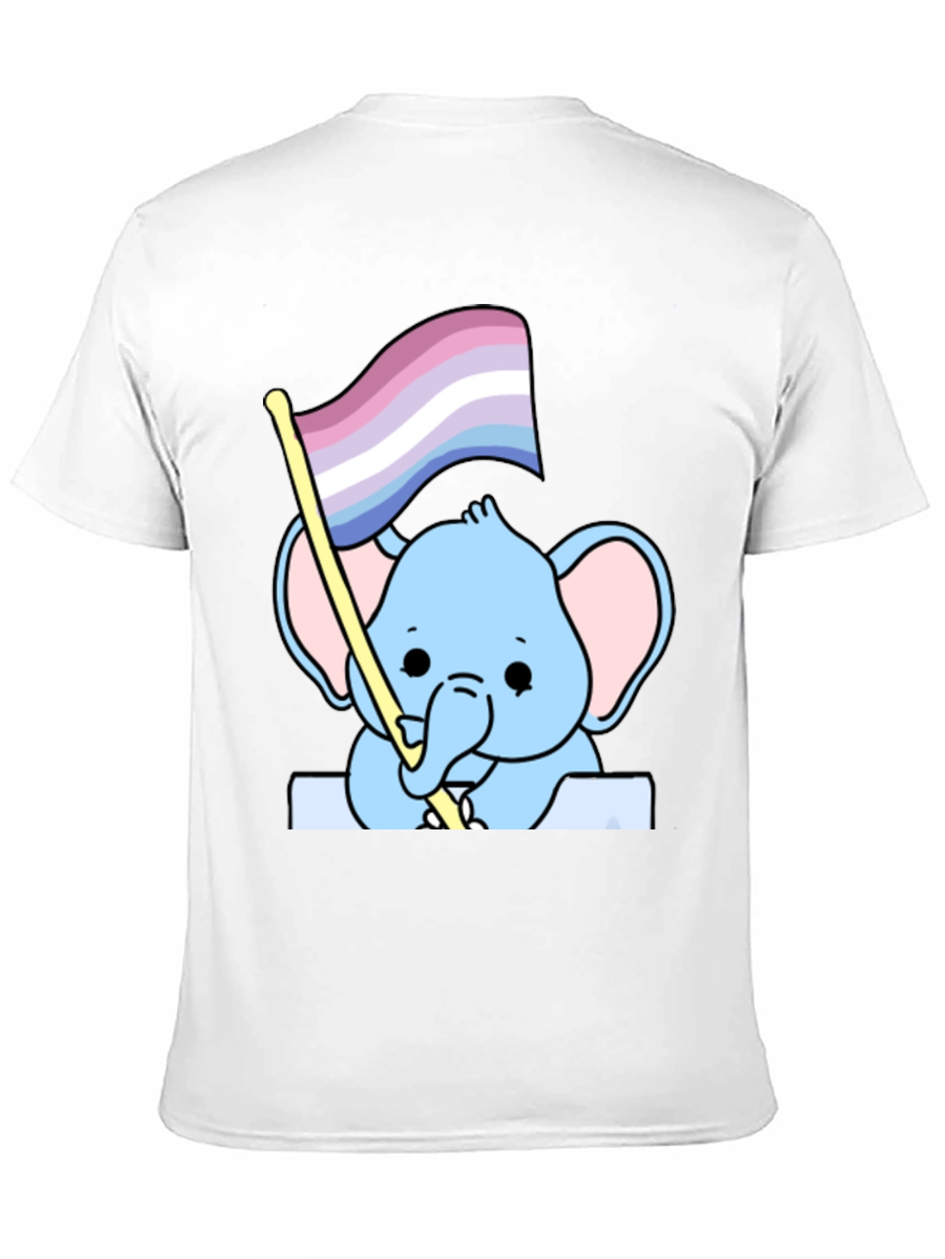 Cute Elephant with Genderqueer Pride Flag T-Shirt