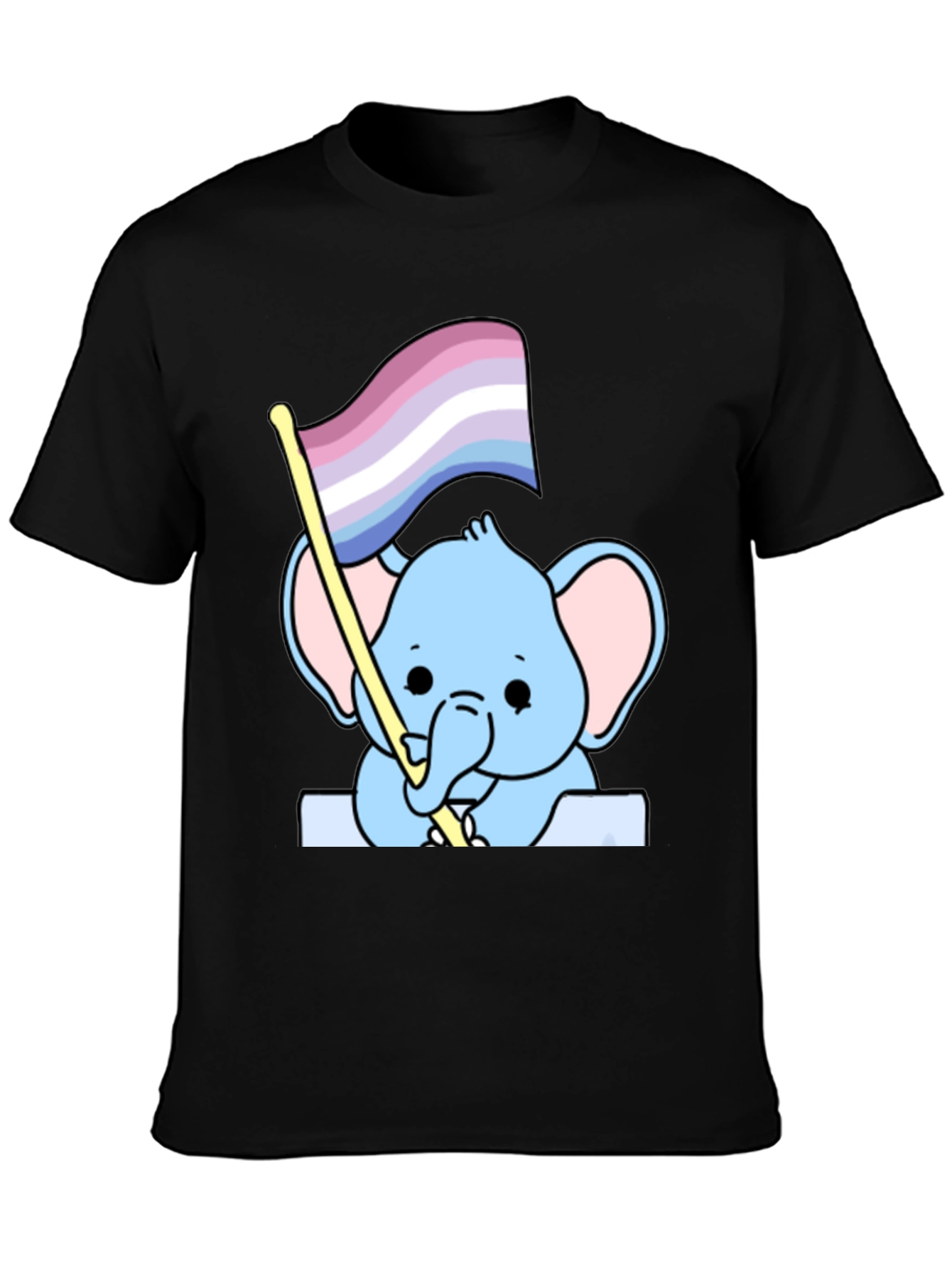 Cute Elephant with Genderqueer Pride Flag T-Shirt