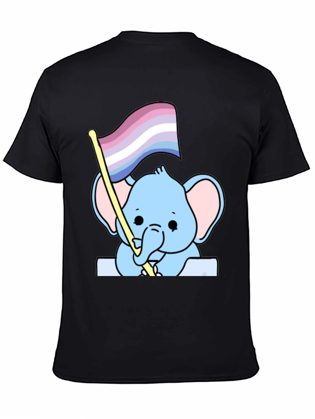 Cute Elephant with Genderqueer Pride Flag T-Shirt
