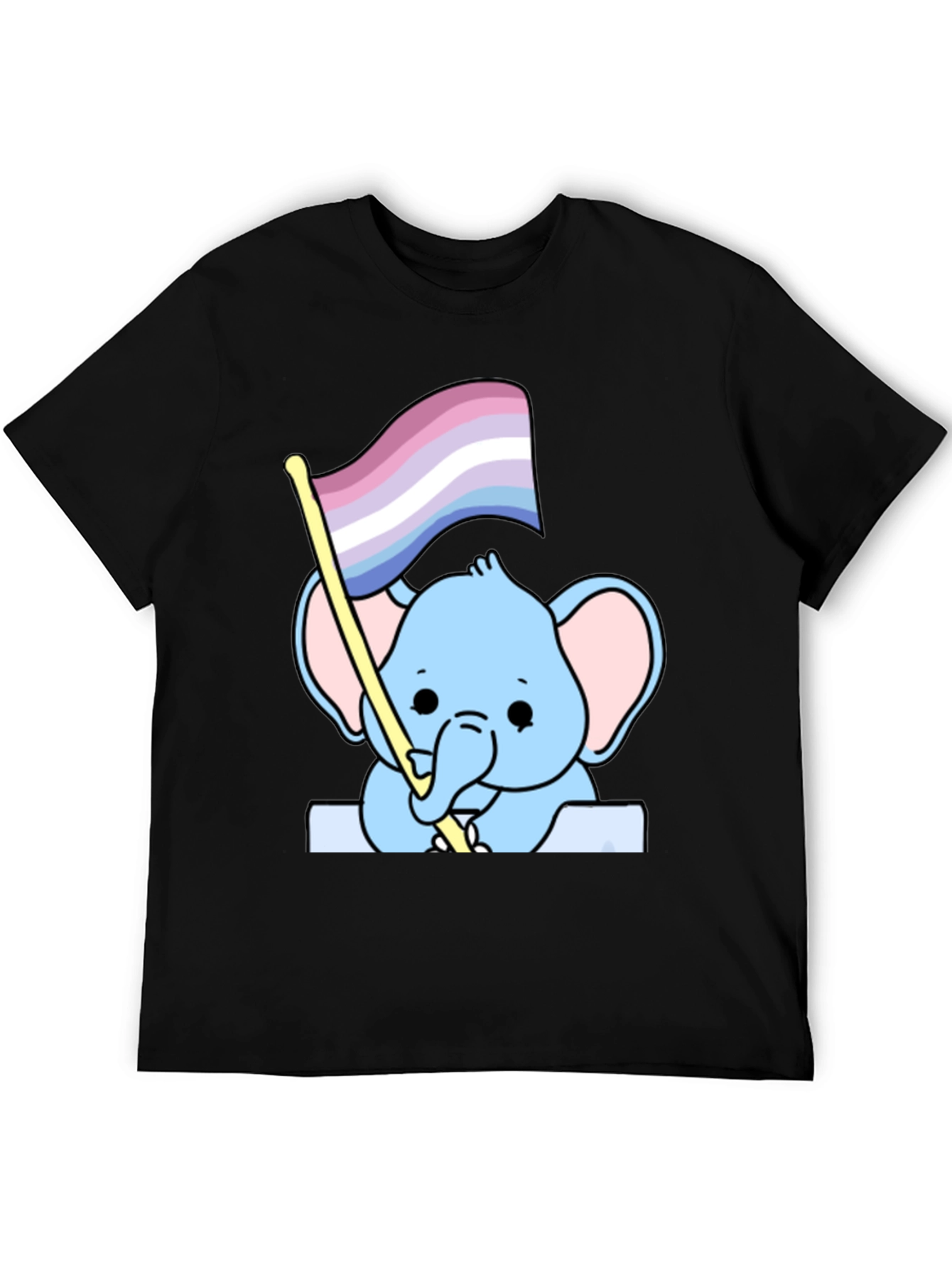 Cute Elephant with Genderqueer Pride Flag T-Shirt
