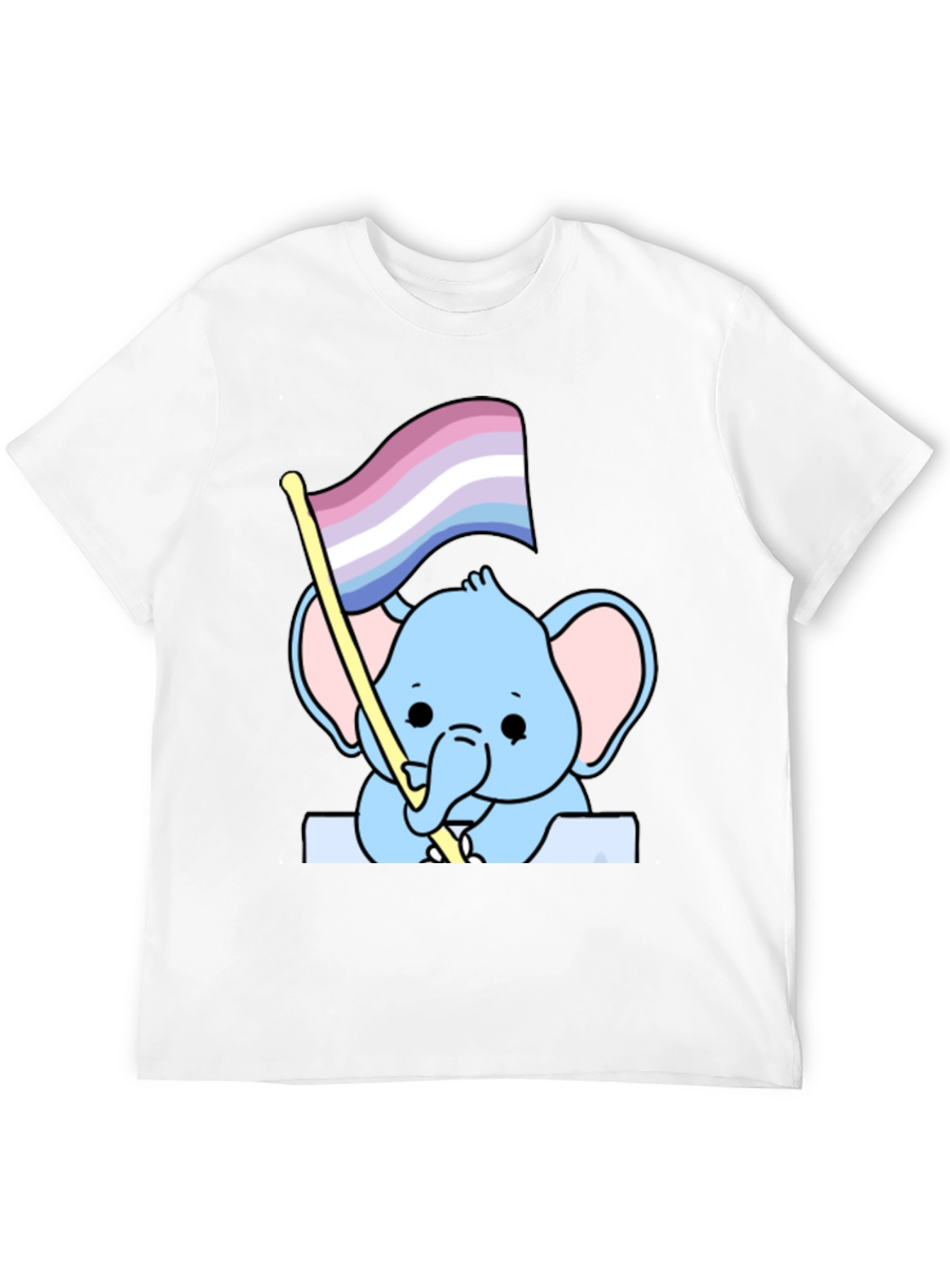 Cute Elephant with Genderqueer Pride Flag T-Shirt
