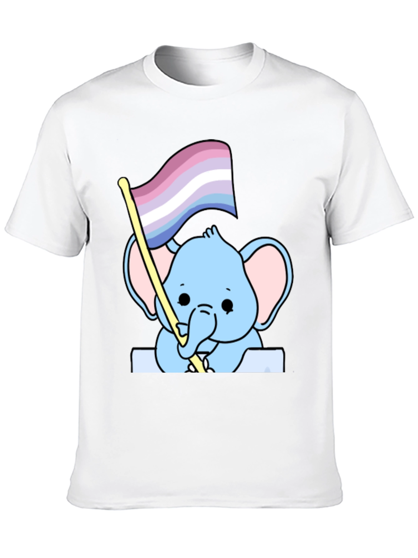 Cute Elephant with Genderqueer Pride Flag T-Shirt