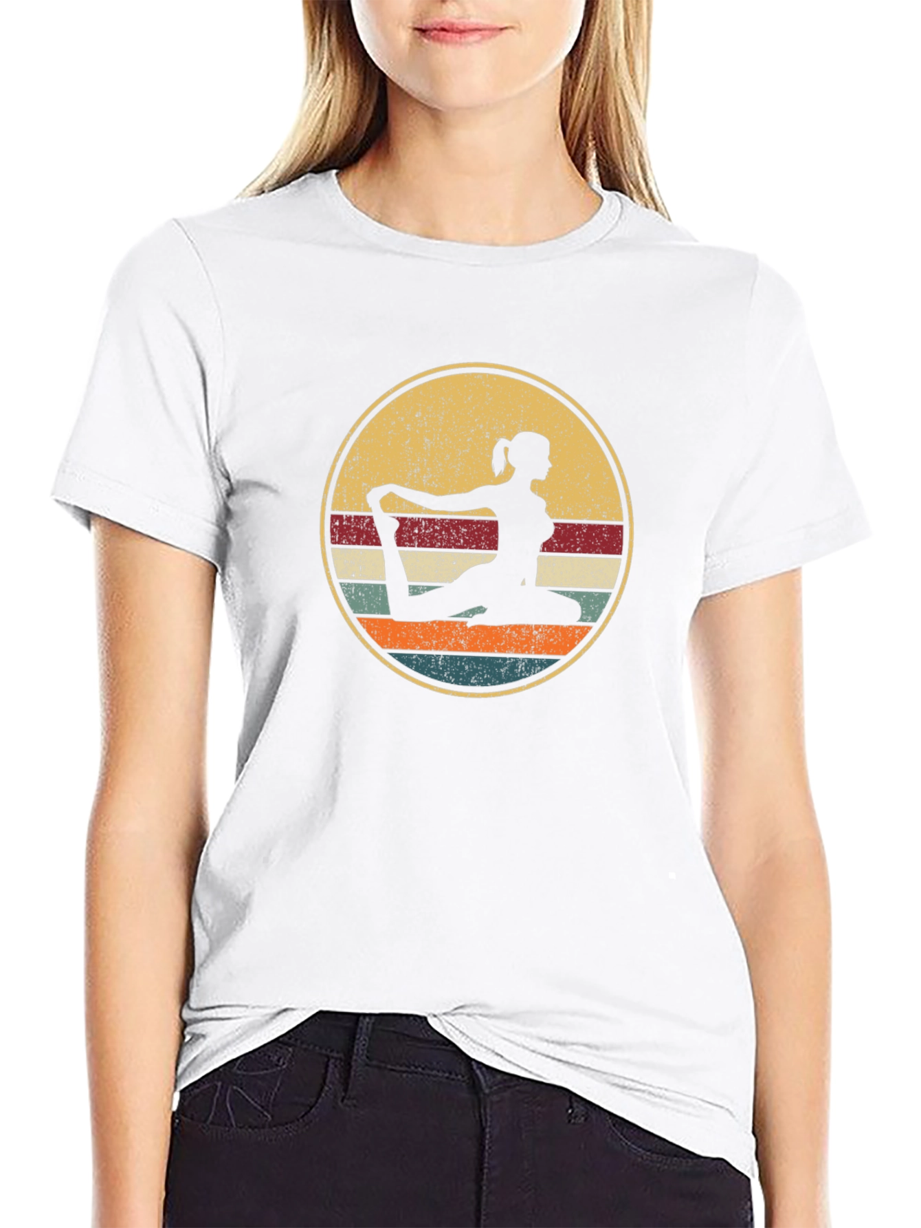 Yoga Silhouette Retro Graphic T-Shirt