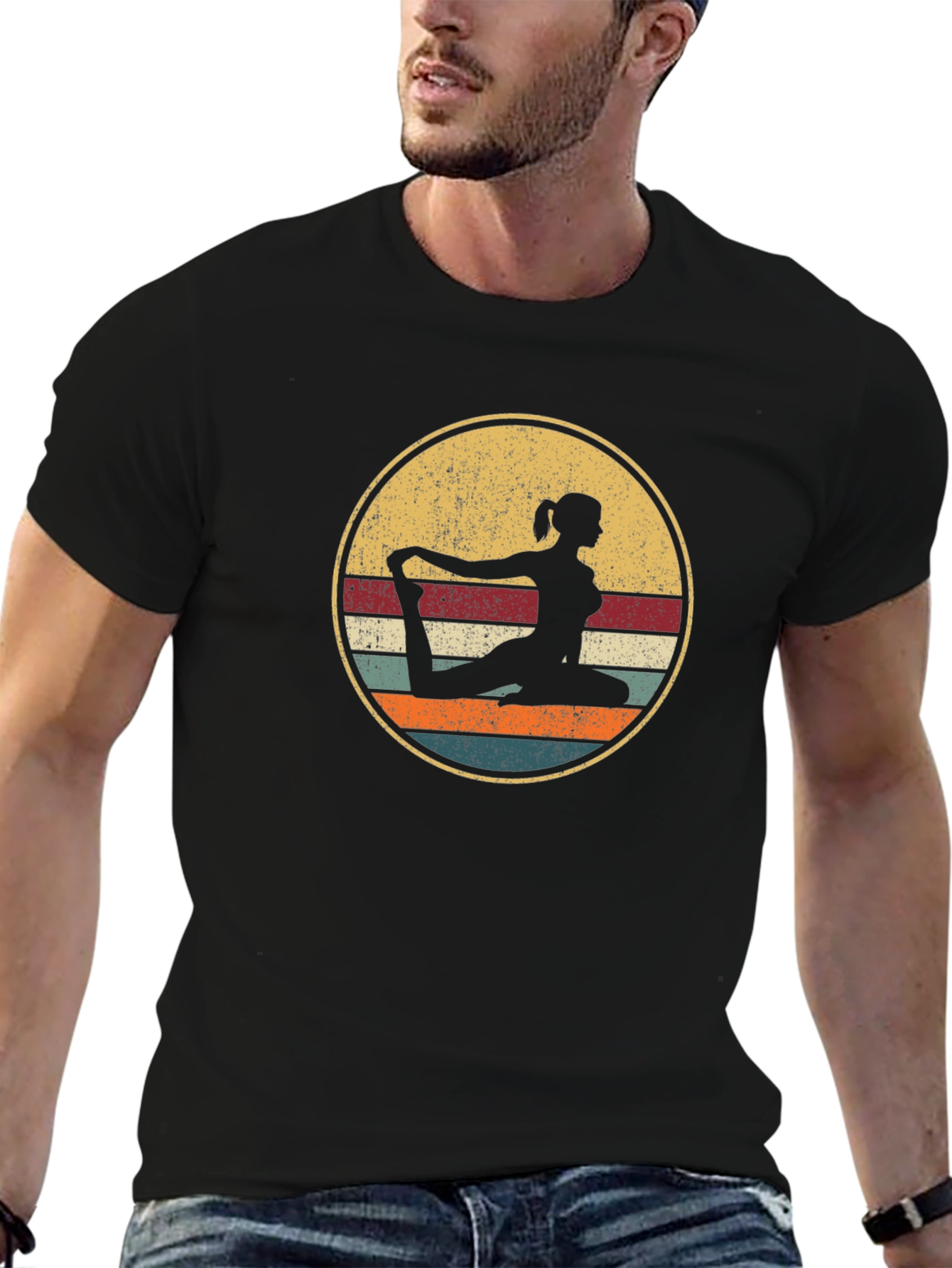 Yoga Silhouette Retro Graphic T-Shirt