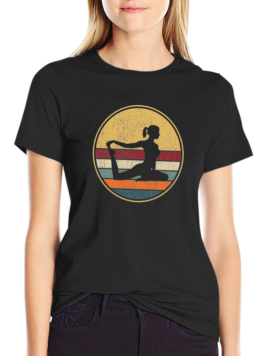 Yoga Silhouette Retro Graphic T-Shirt