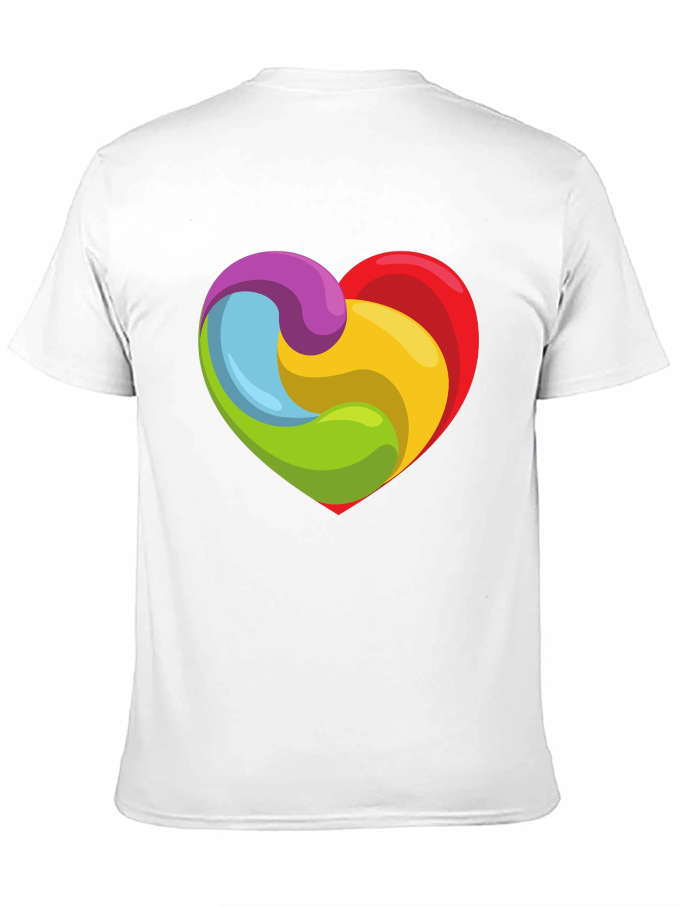 Rainbow Heart Swirl Graphic Black T-Shirt