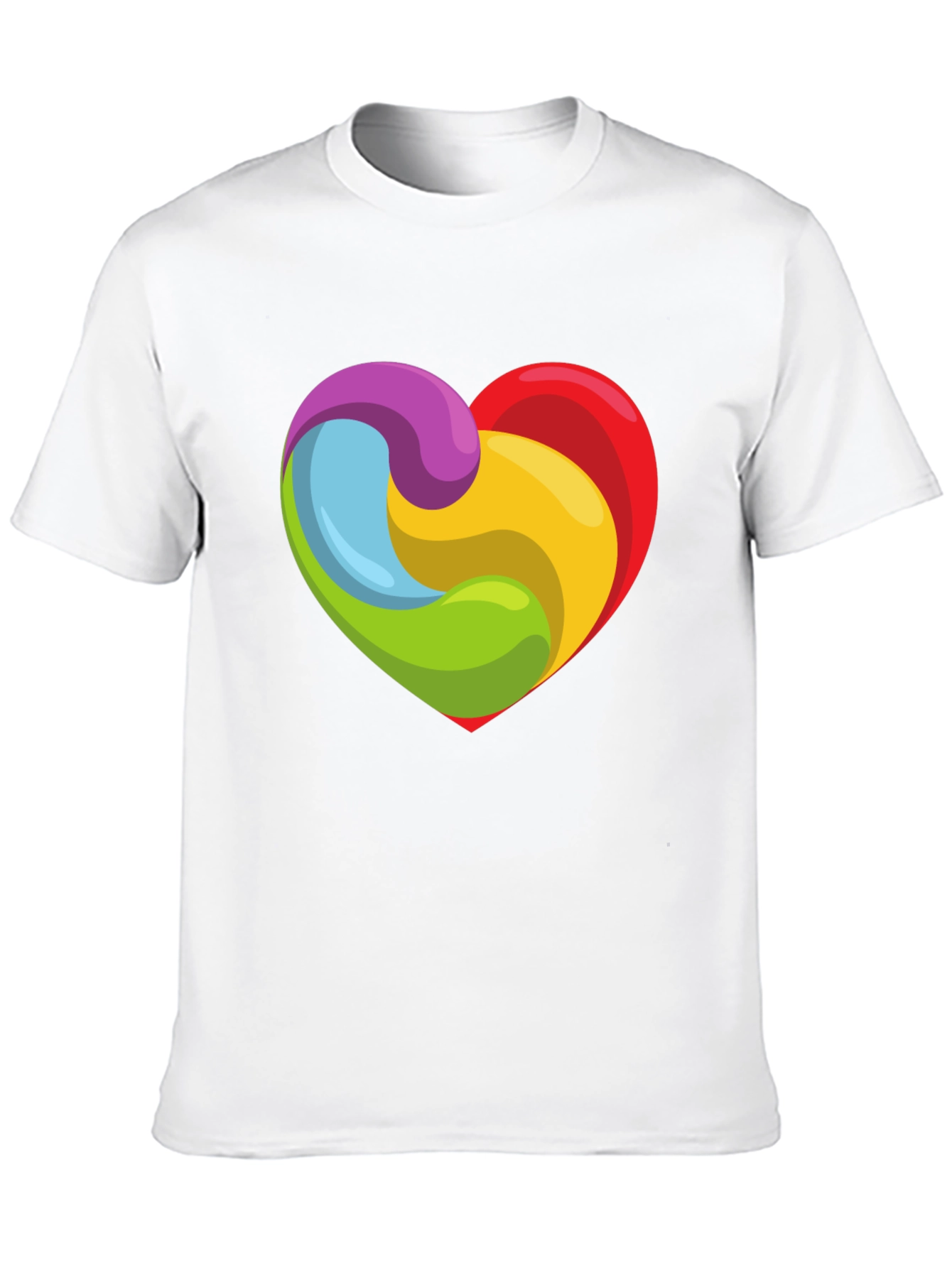Rainbow Heart Swirl Graphic Black T-Shirt